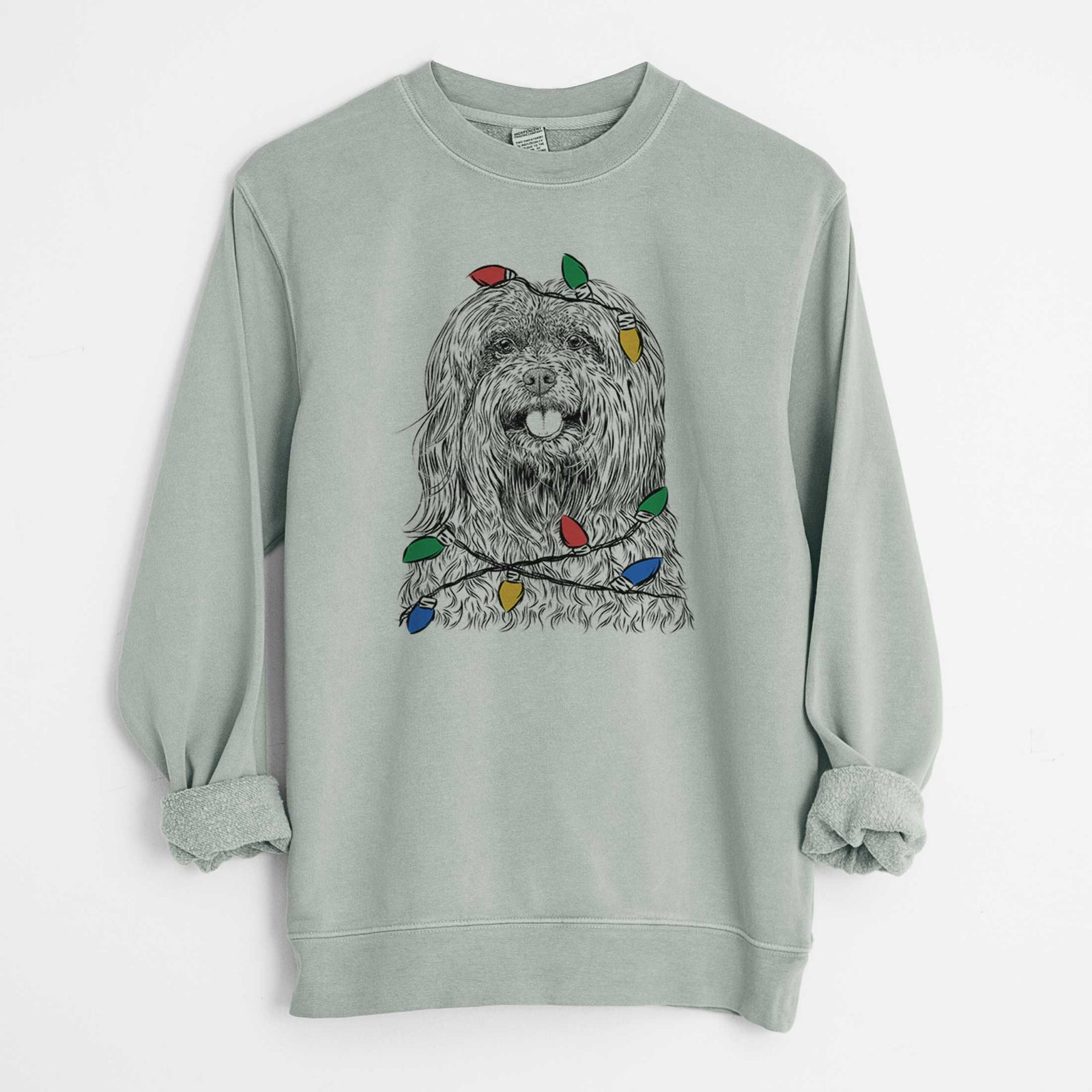 Christmas Lights Annie the Mixed Breed - Unisex Pigment Dyed Crew Sweatshirt