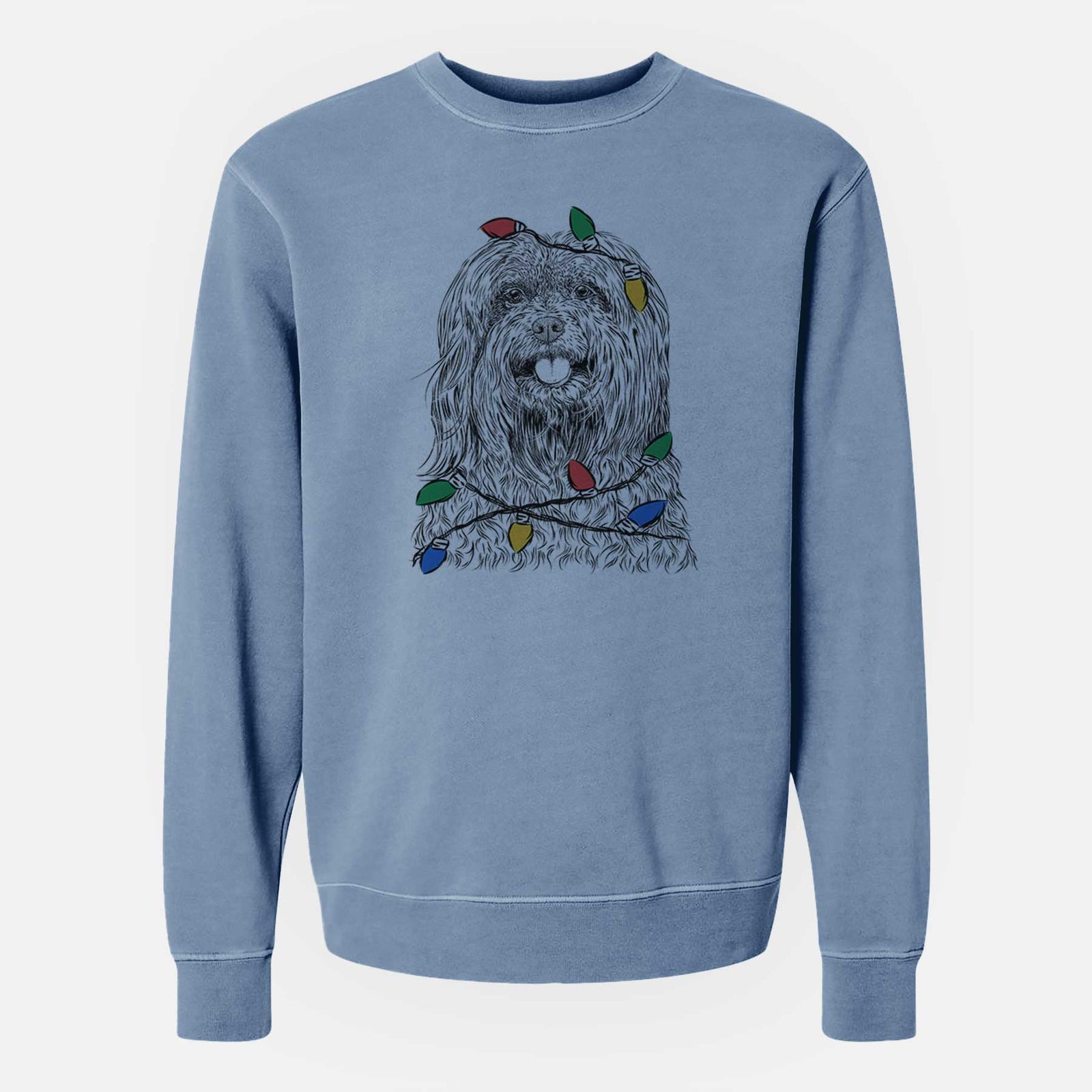 Christmas Lights Annie the Mixed Breed - Unisex Pigment Dyed Crew Sweatshirt