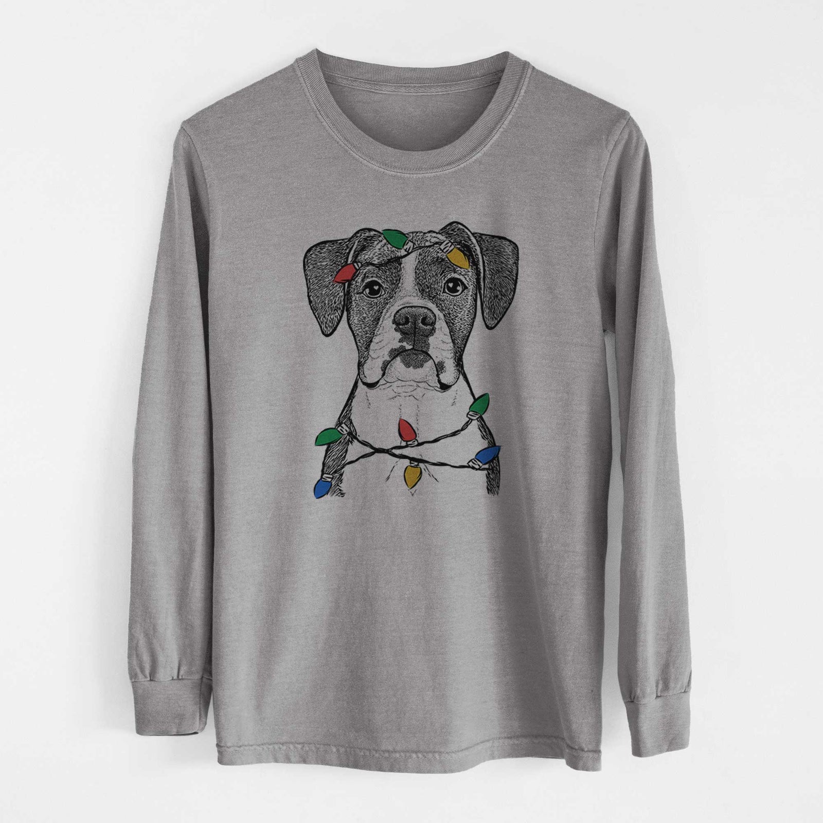 Christmas Lights Annie the Boxer - Heavyweight 100% Cotton Long Sleeve