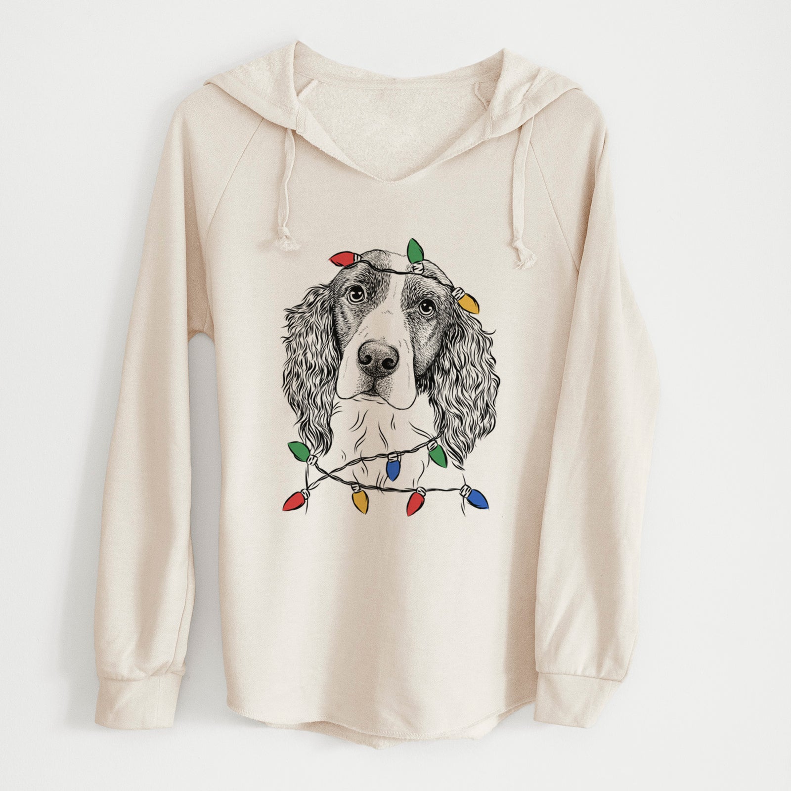 Christmas Lights Annie the English Springer Spaniel - Cali Wave Hooded Sweatshirt