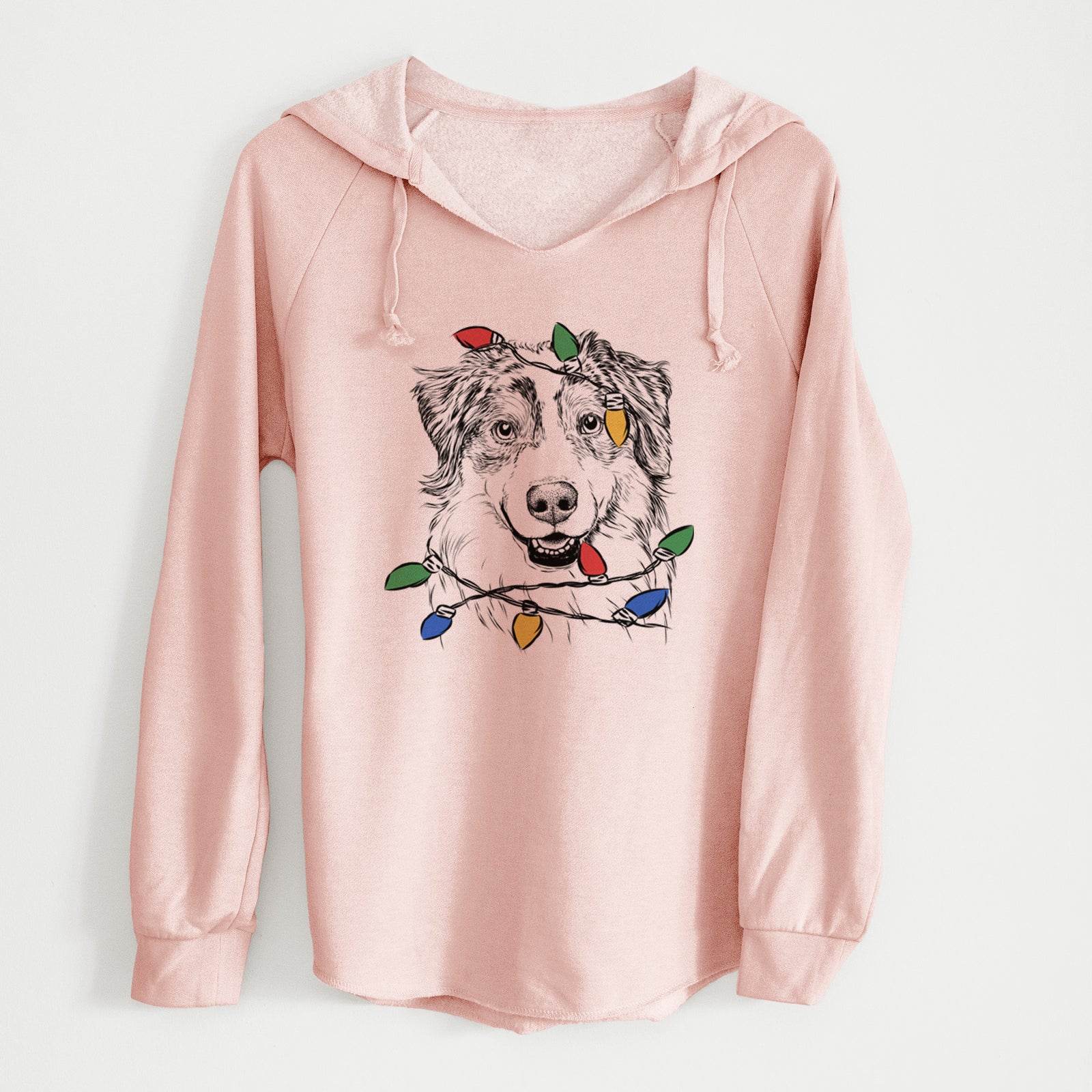 Christmas Lights Aonghus the Australian Shepherd - Cali Wave Hooded Sweatshirt