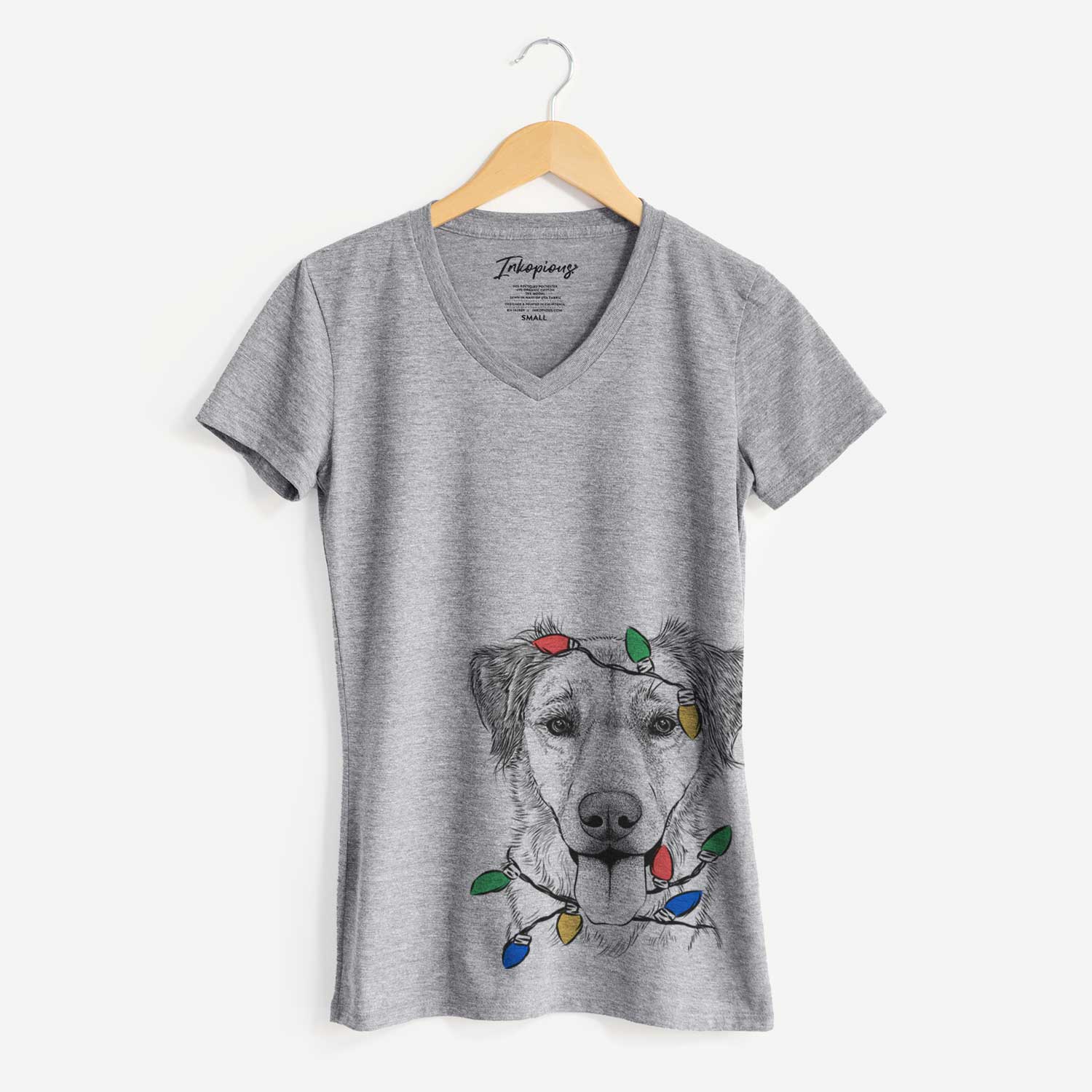 Christmas Lights Apollo the Mixed Breed - Women's V-neck Shirt
