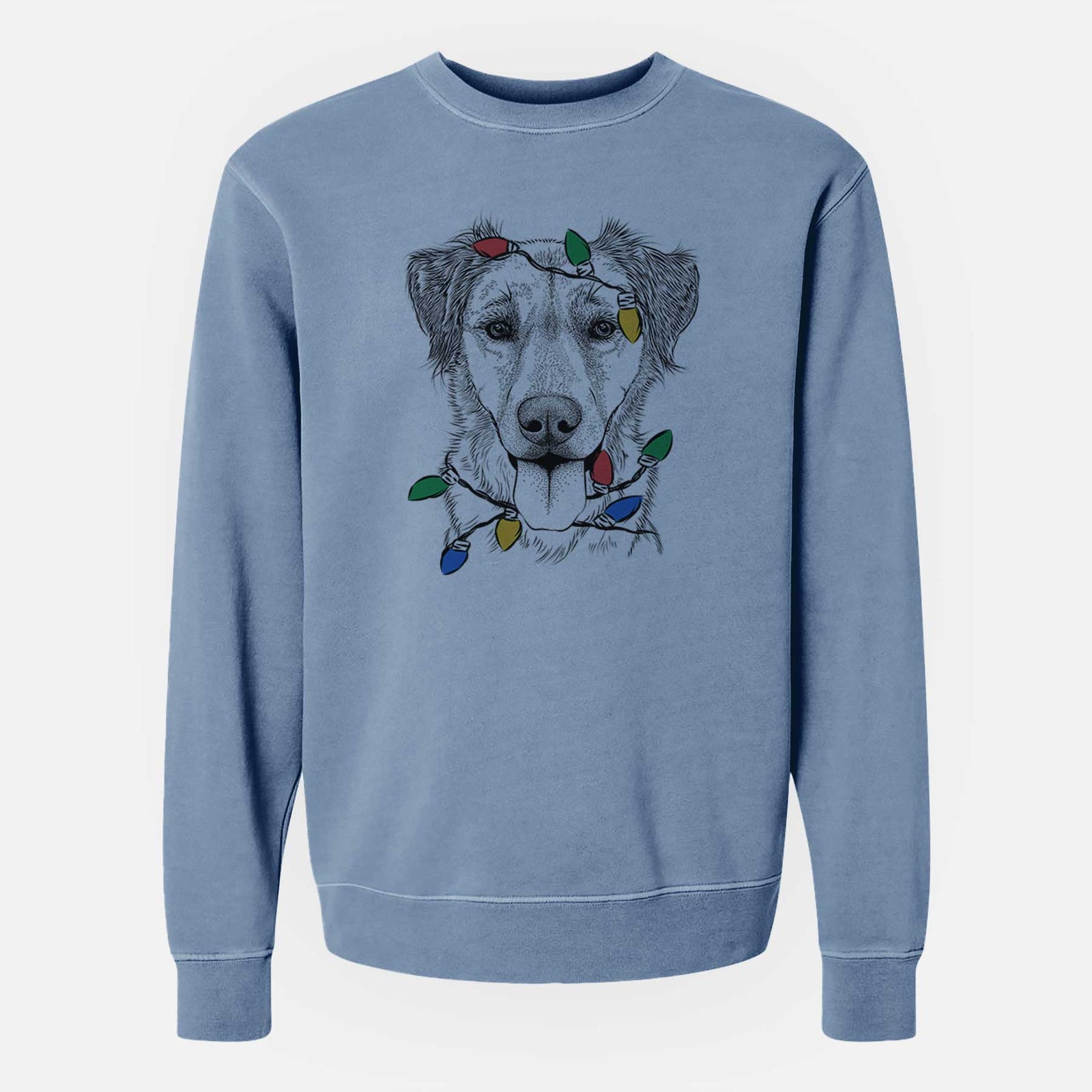 Christmas Lights Apollo the Mixed Breed - Unisex Pigment Dyed Crew Sweatshirt