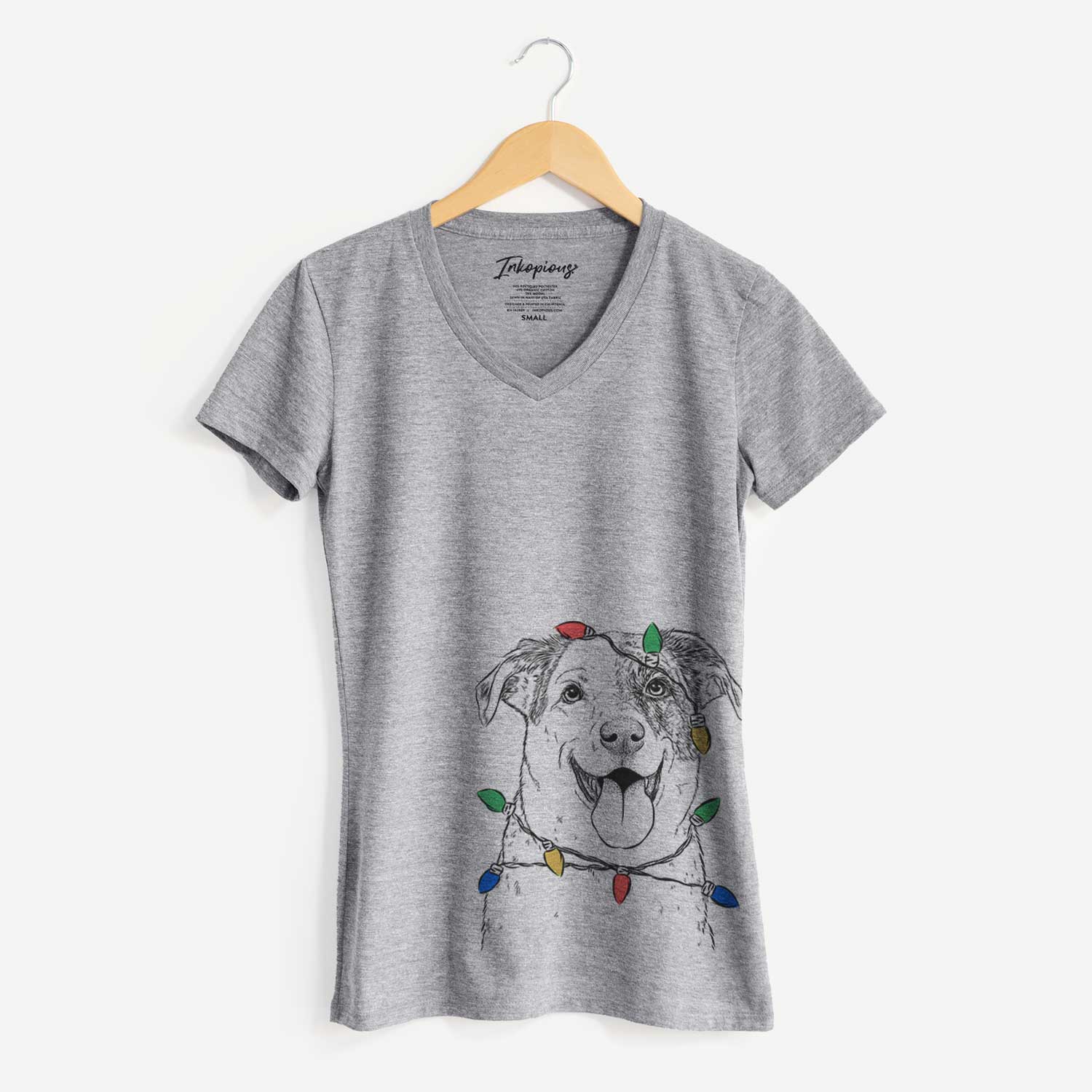 Christmas Lights Archer the Shepherd Mix - Women's V-neck Shirt