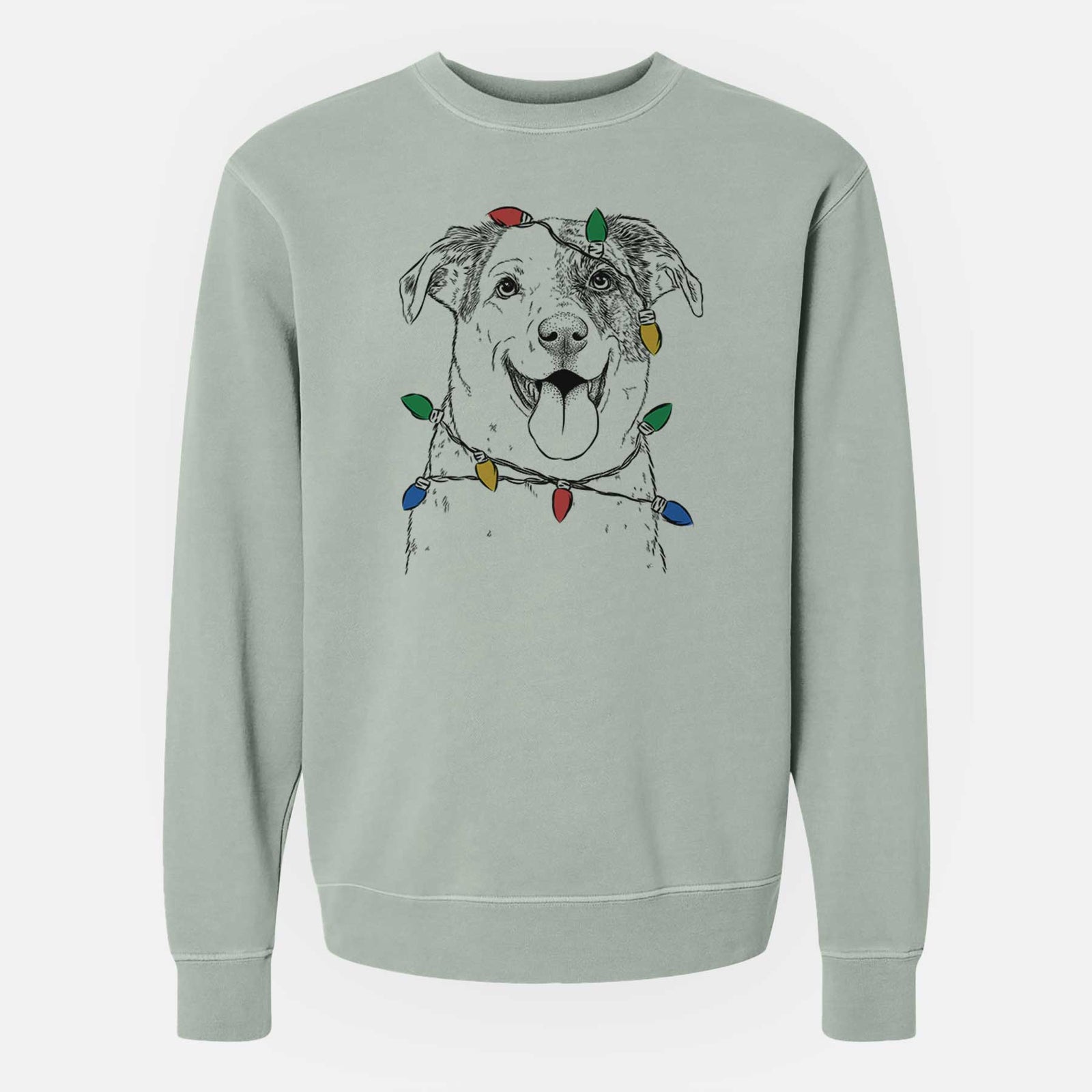 Christmas Lights Archer the Shepherd Mix - Unisex Pigment Dyed Crew Sweatshirt