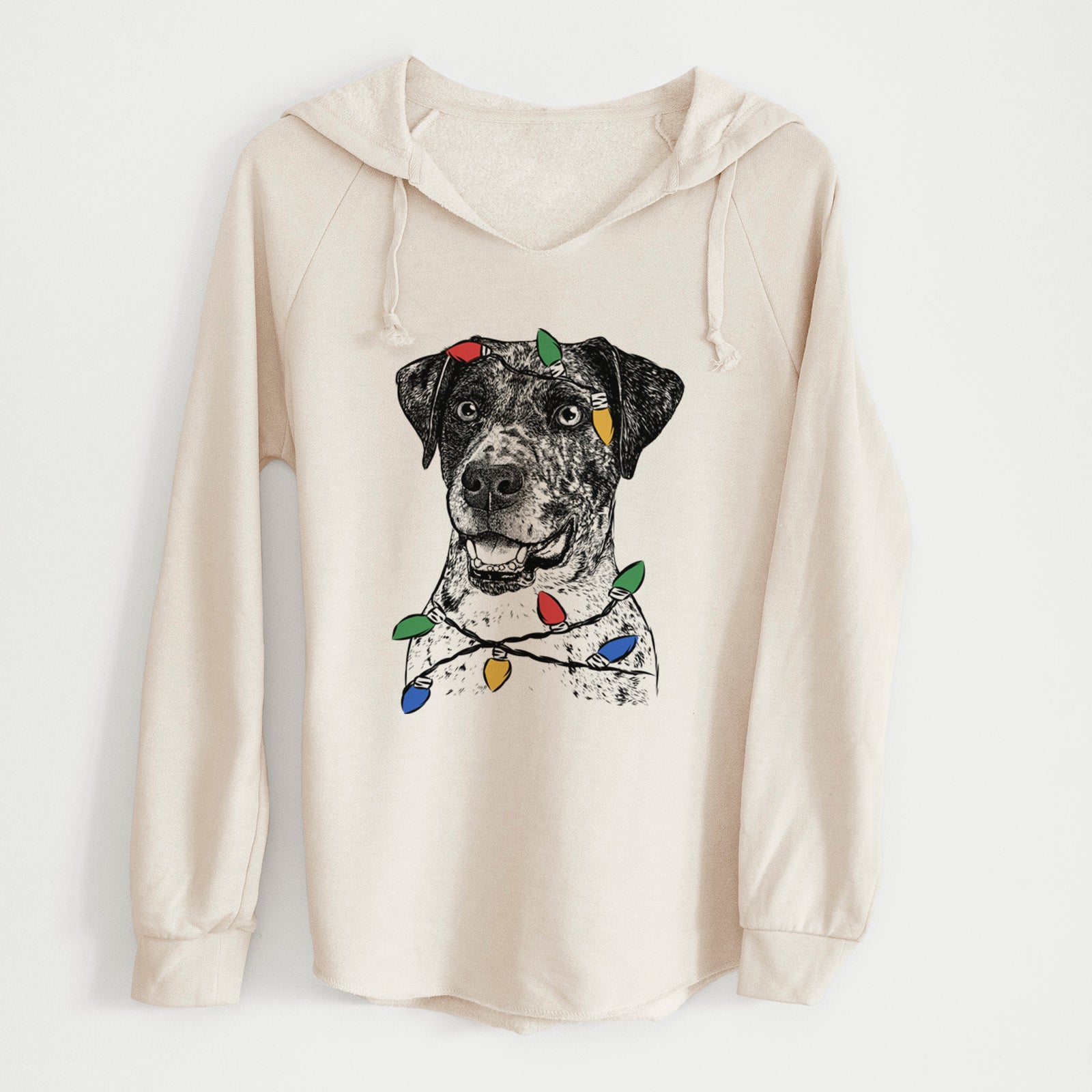 Christmas Lights Argos the Catahoula - Cali Wave Hooded Sweatshirt
