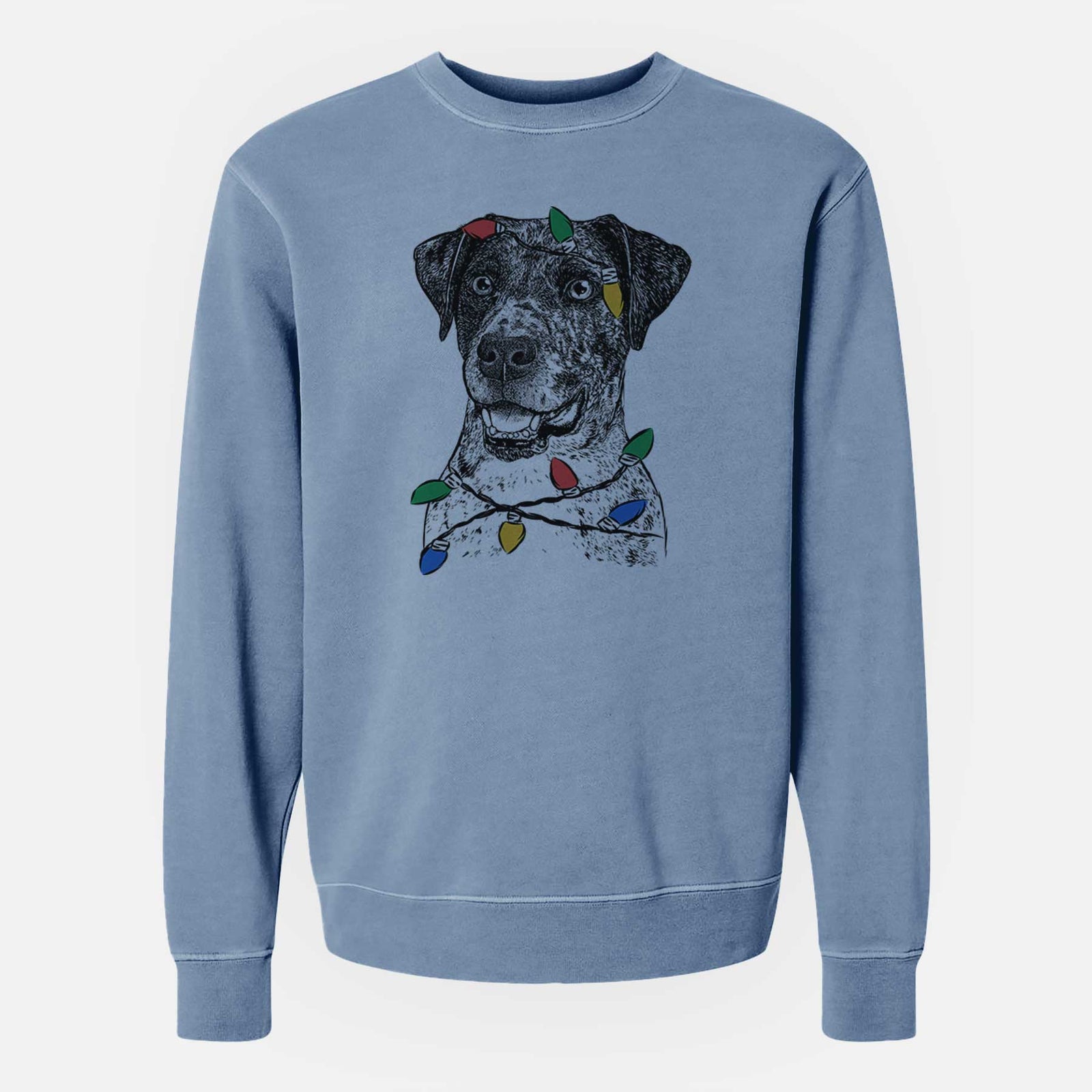 Christmas Lights Argos the Catahoula - Unisex Pigment Dyed Crew Sweatshirt