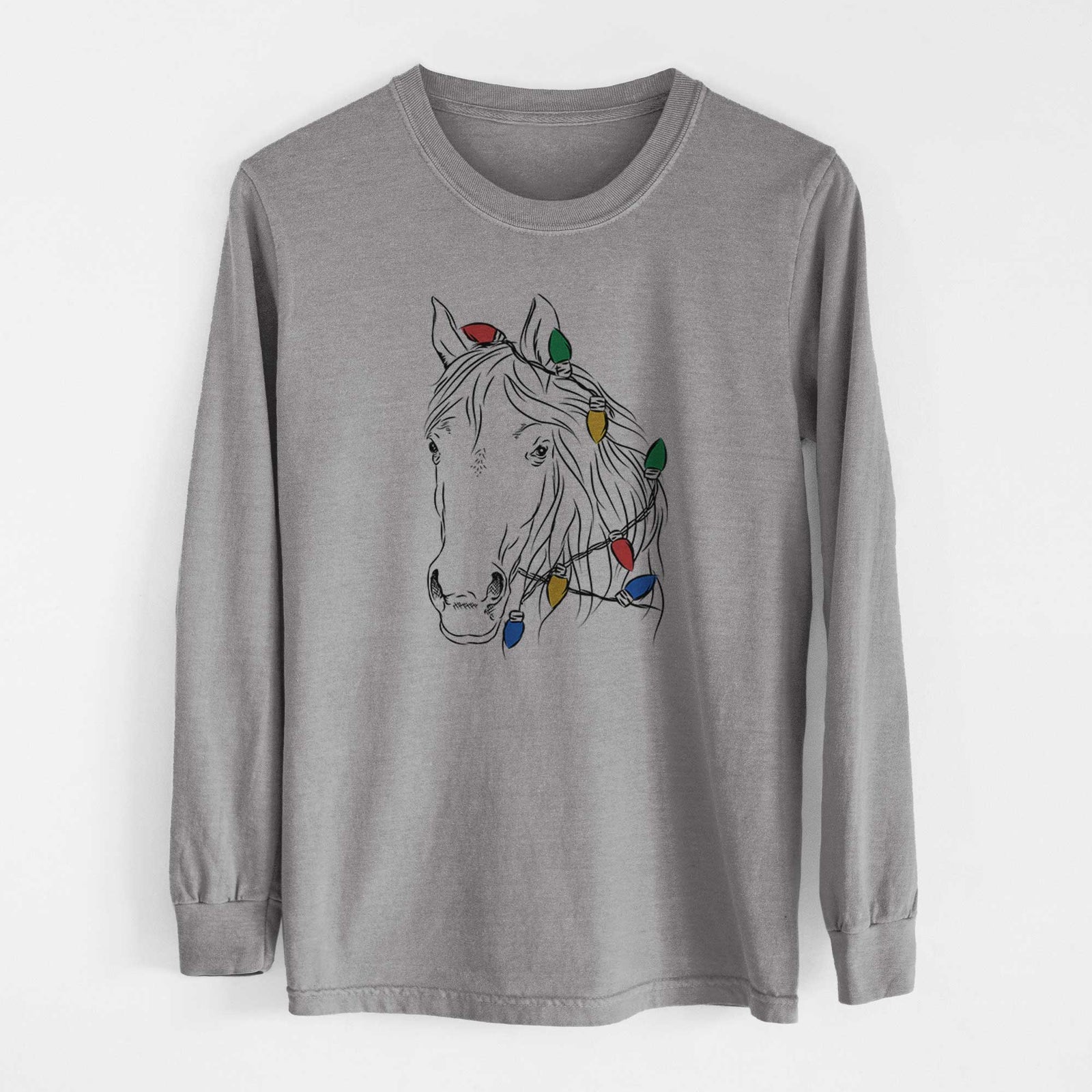 Christmas Lights Aria the Horse - Heavyweight 100% Cotton Long Sleeve