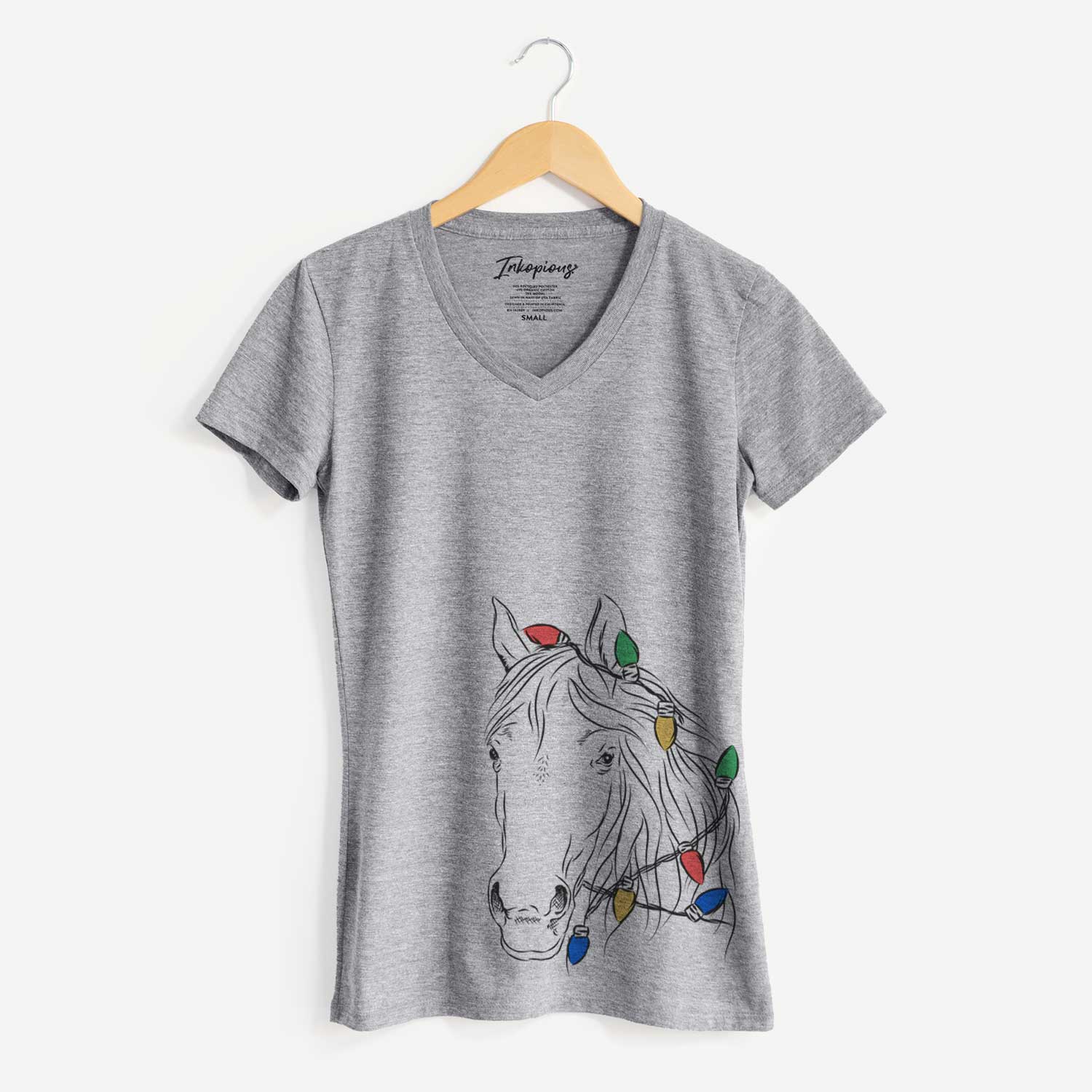 Christmas Lights Aria the Horse - Women's V-neck Shirt