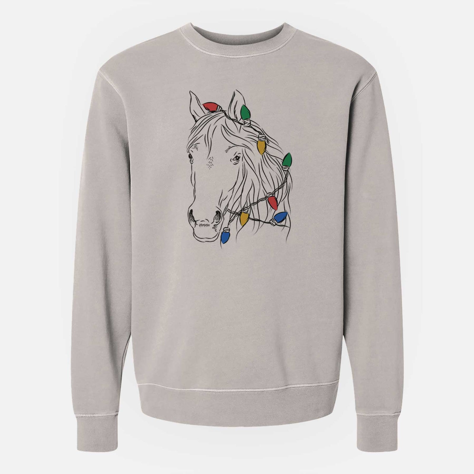 Christmas Lights Aria the Horse - Unisex Pigment Dyed Crew Sweatshirt