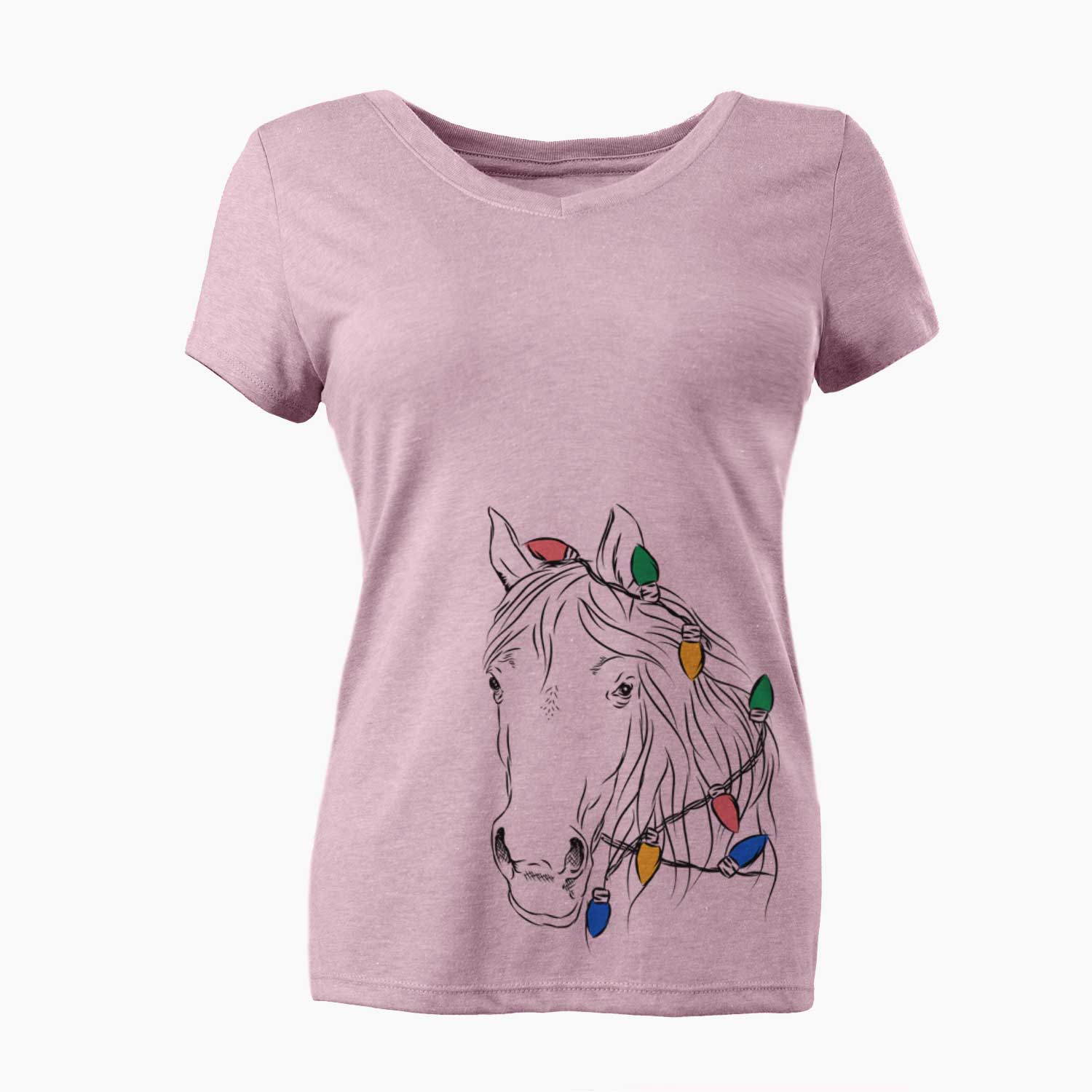 Christmas Lights Aria the Horse - Women's V-neck Shirt