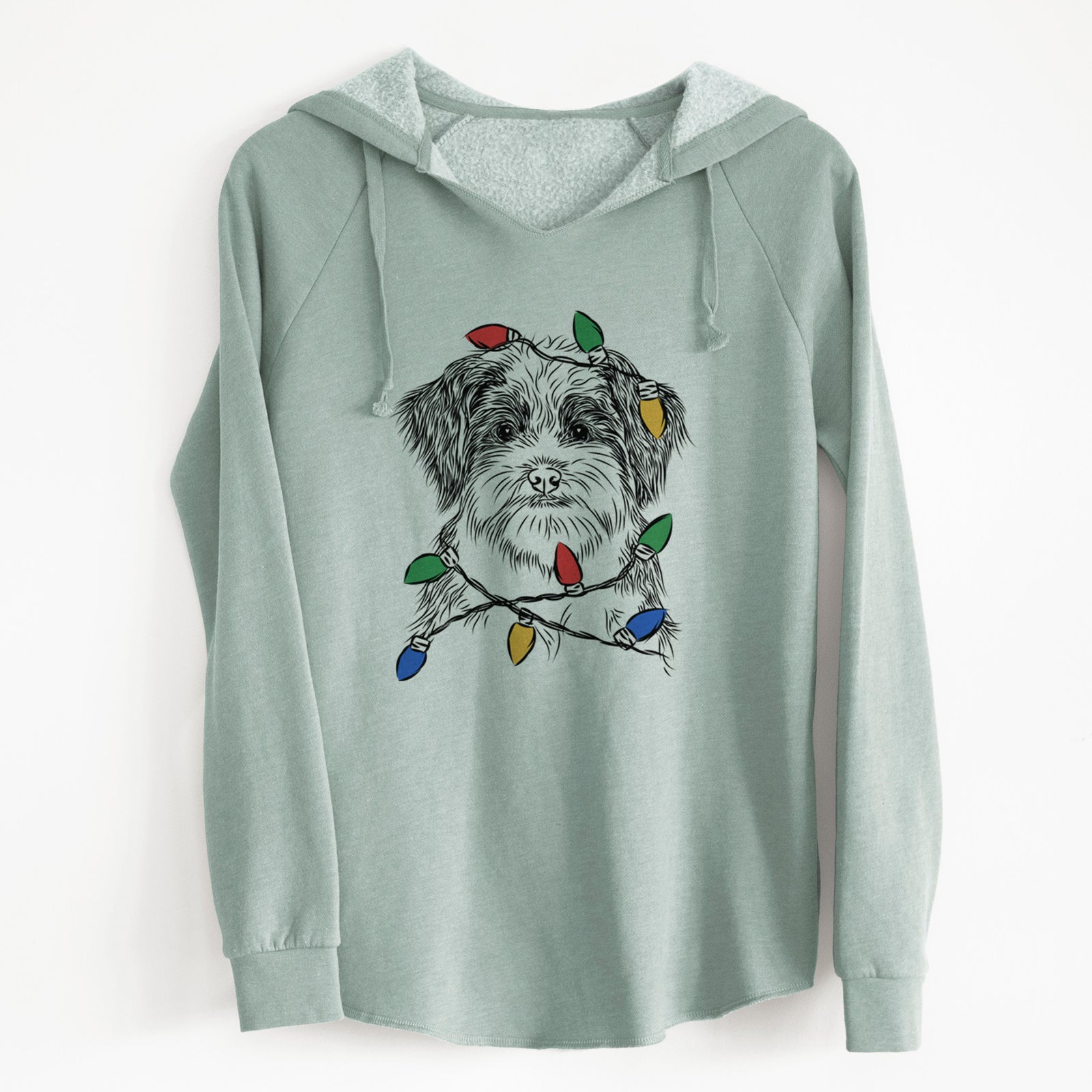Christmas Lights Asa the Havanese - Cali Wave Hooded Sweatshirt