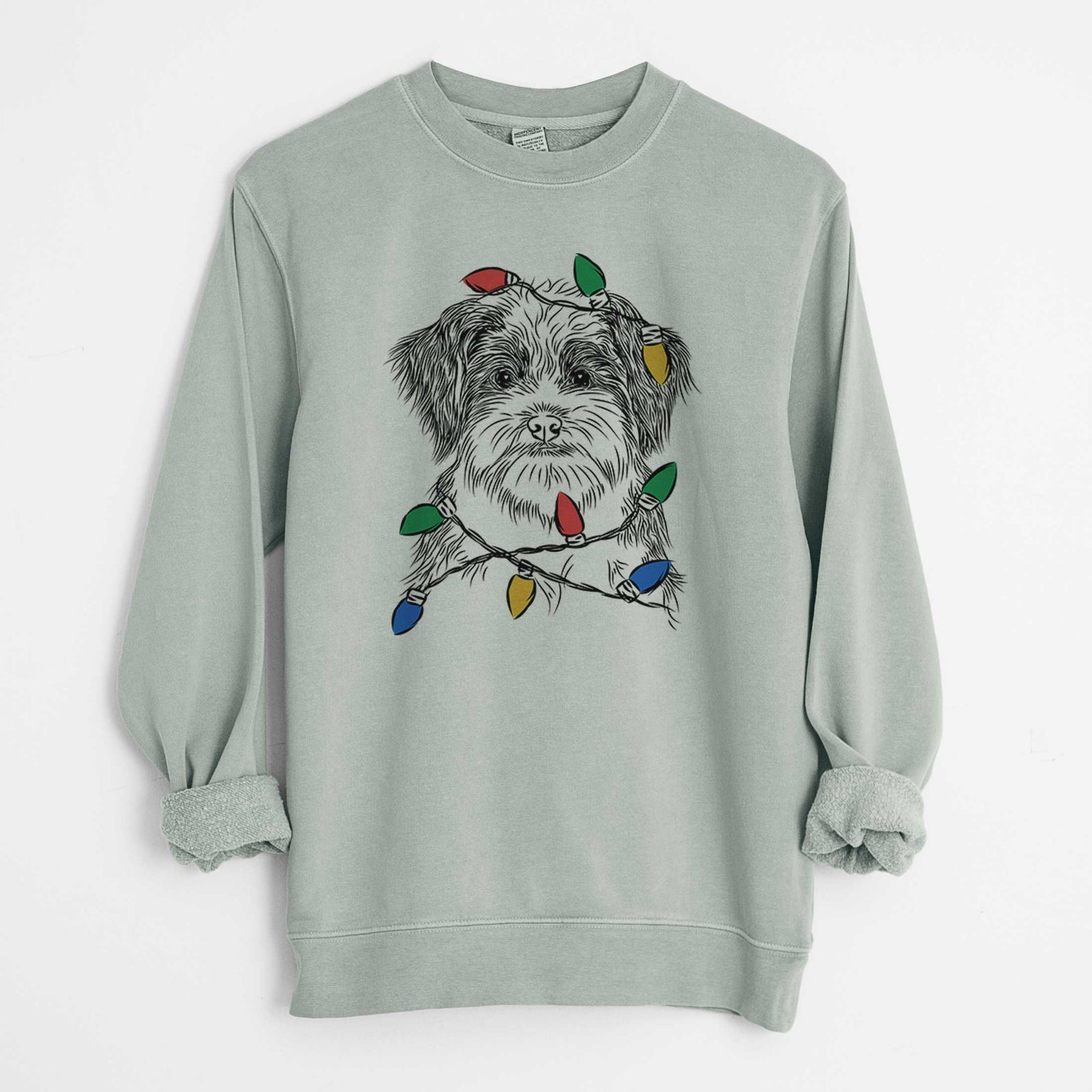 Christmas Lights Asa the Havanese - Unisex Pigment Dyed Crew Sweatshirt