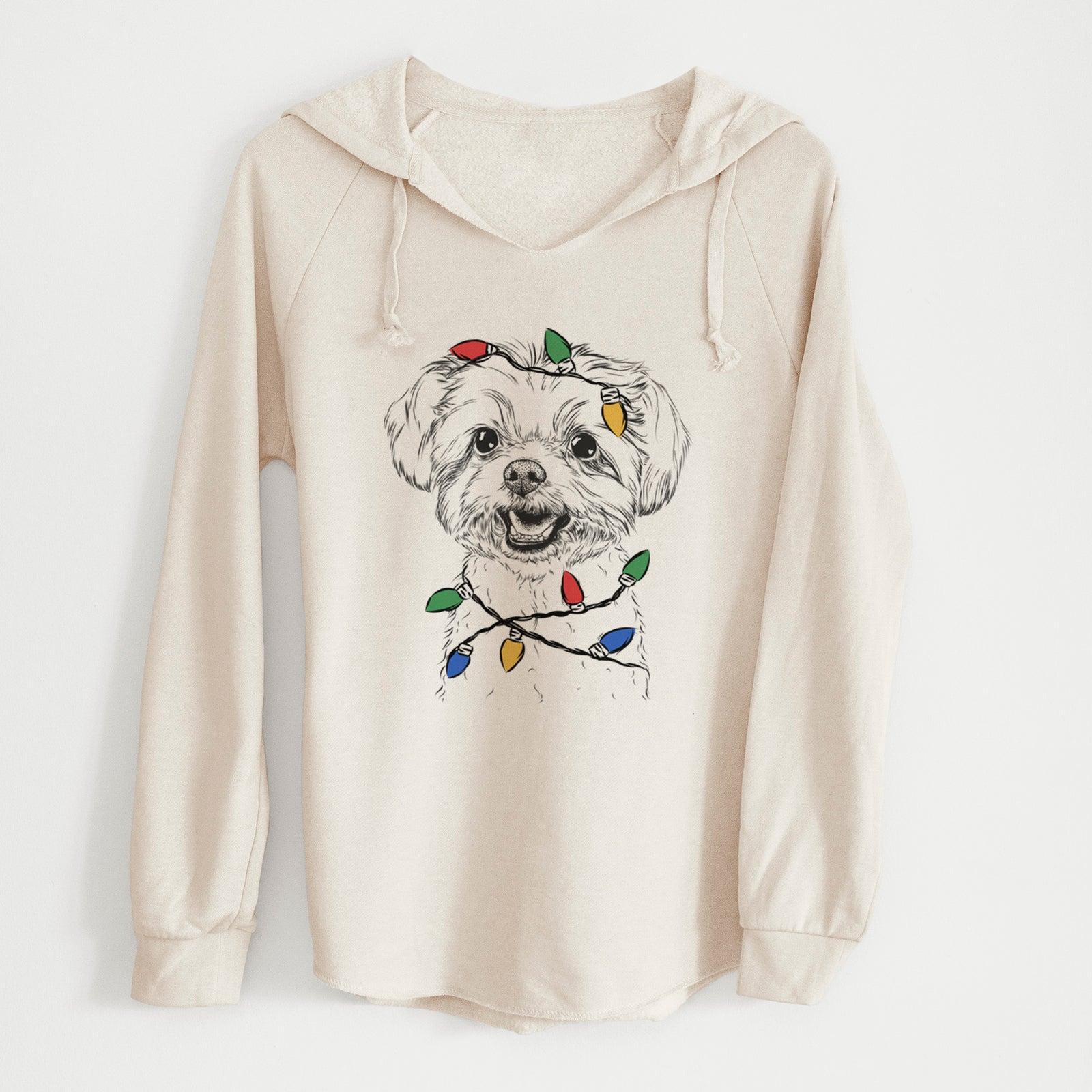 Christmas Lights Aspen the Morkie - Cali Wave Hooded Sweatshirt