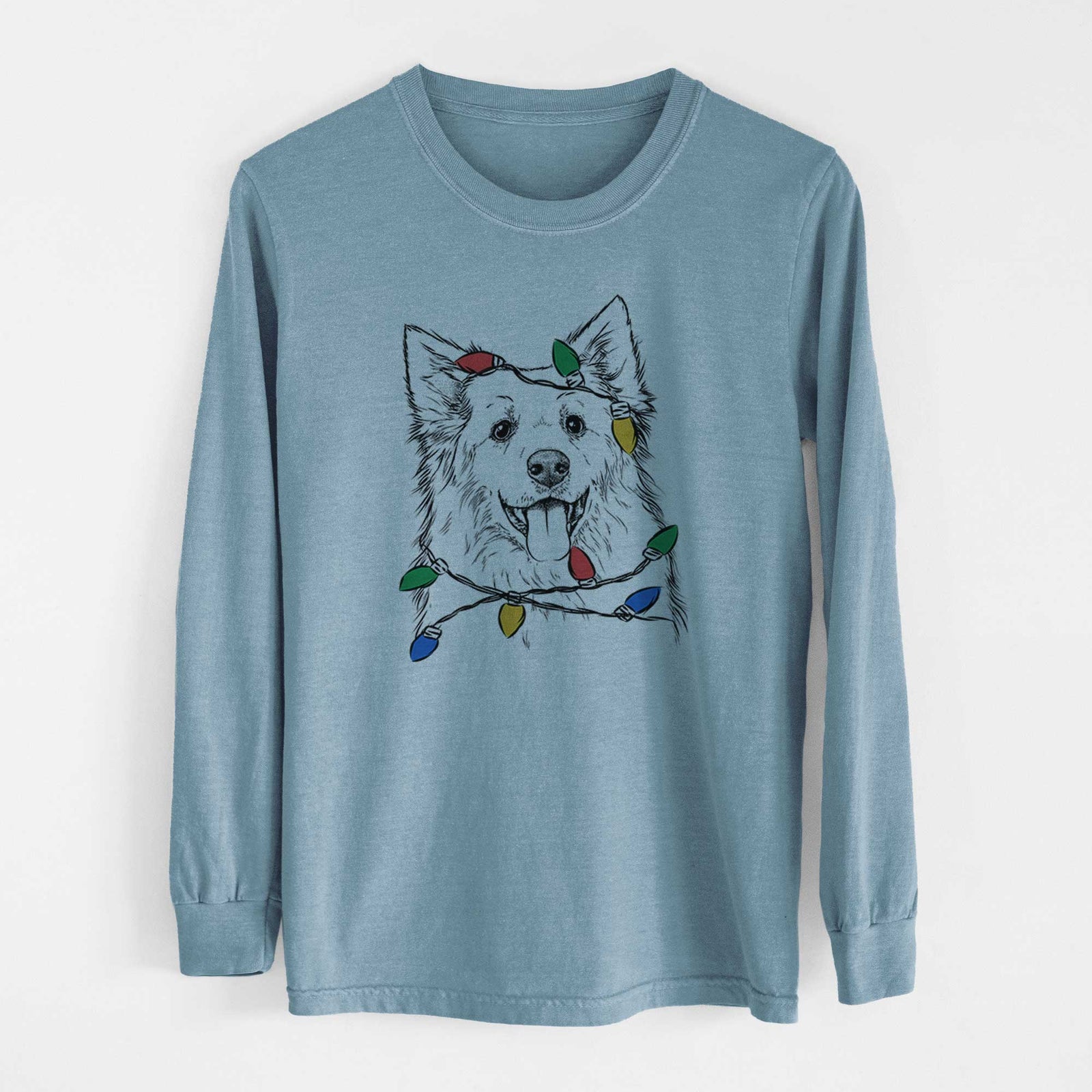 Christmas Lights Aspenita the Mixed Breed - Heavyweight 100% Cotton Long Sleeve