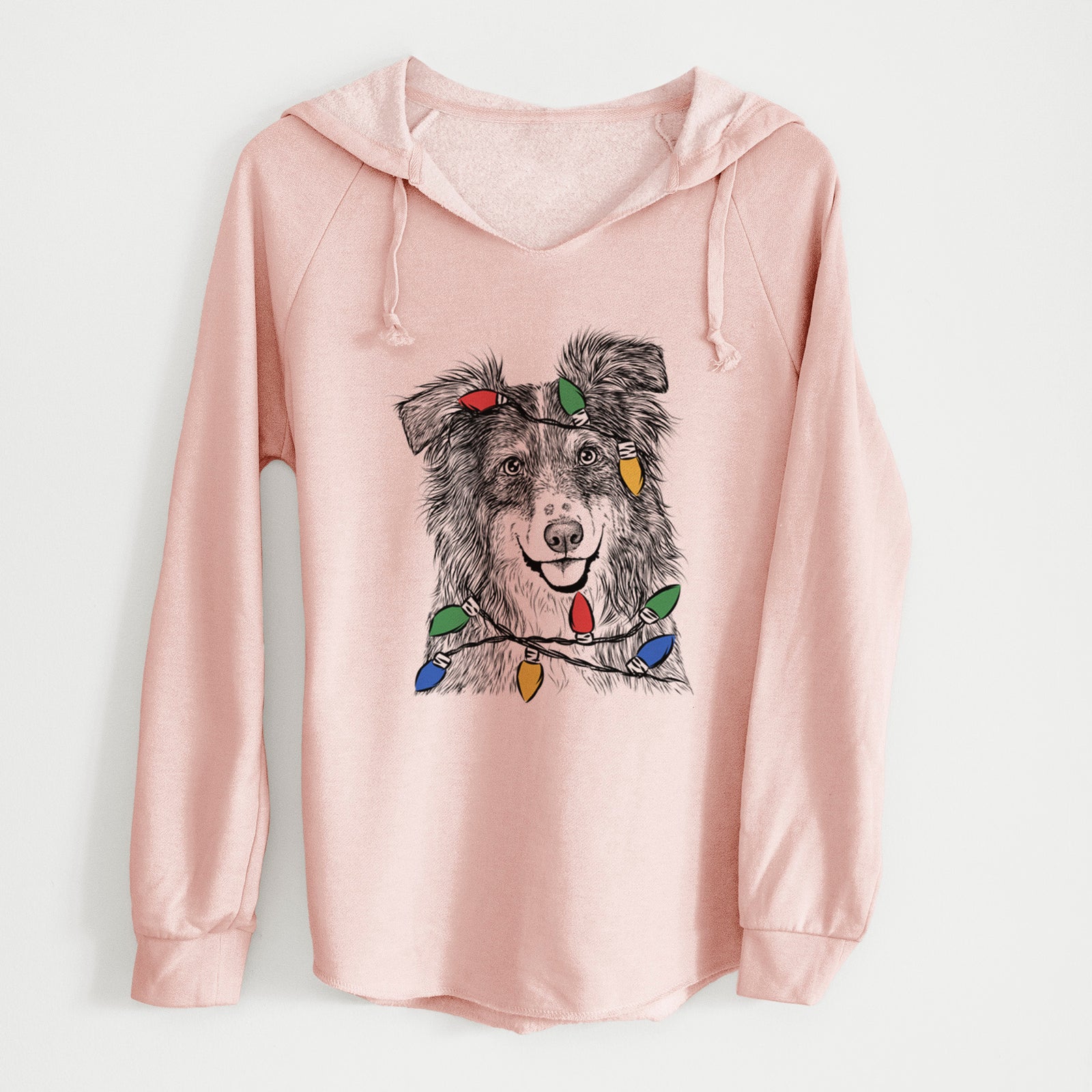Christmas Lights Aushe the Australian Shepherd - Cali Wave Hooded Sweatshirt