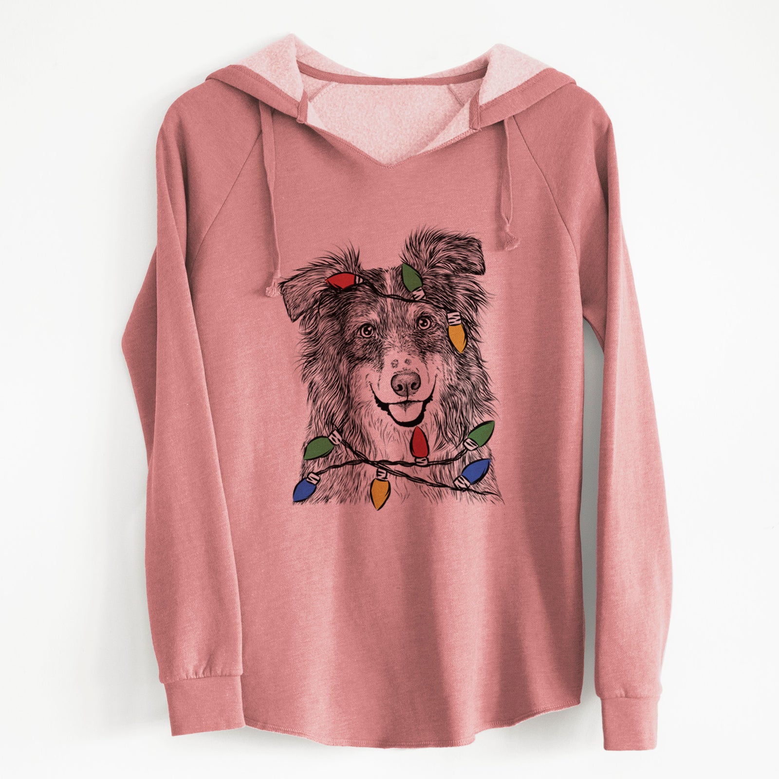 Christmas Lights Aushe the Australian Shepherd - Cali Wave Hooded Sweatshirt