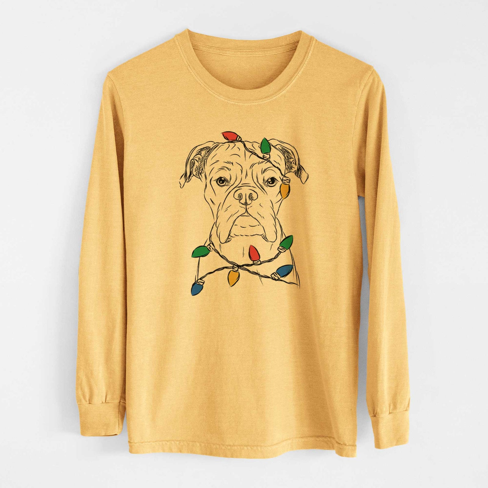Christmas Lights Axel the Boxer - Heavyweight 100% Cotton Long Sleeve