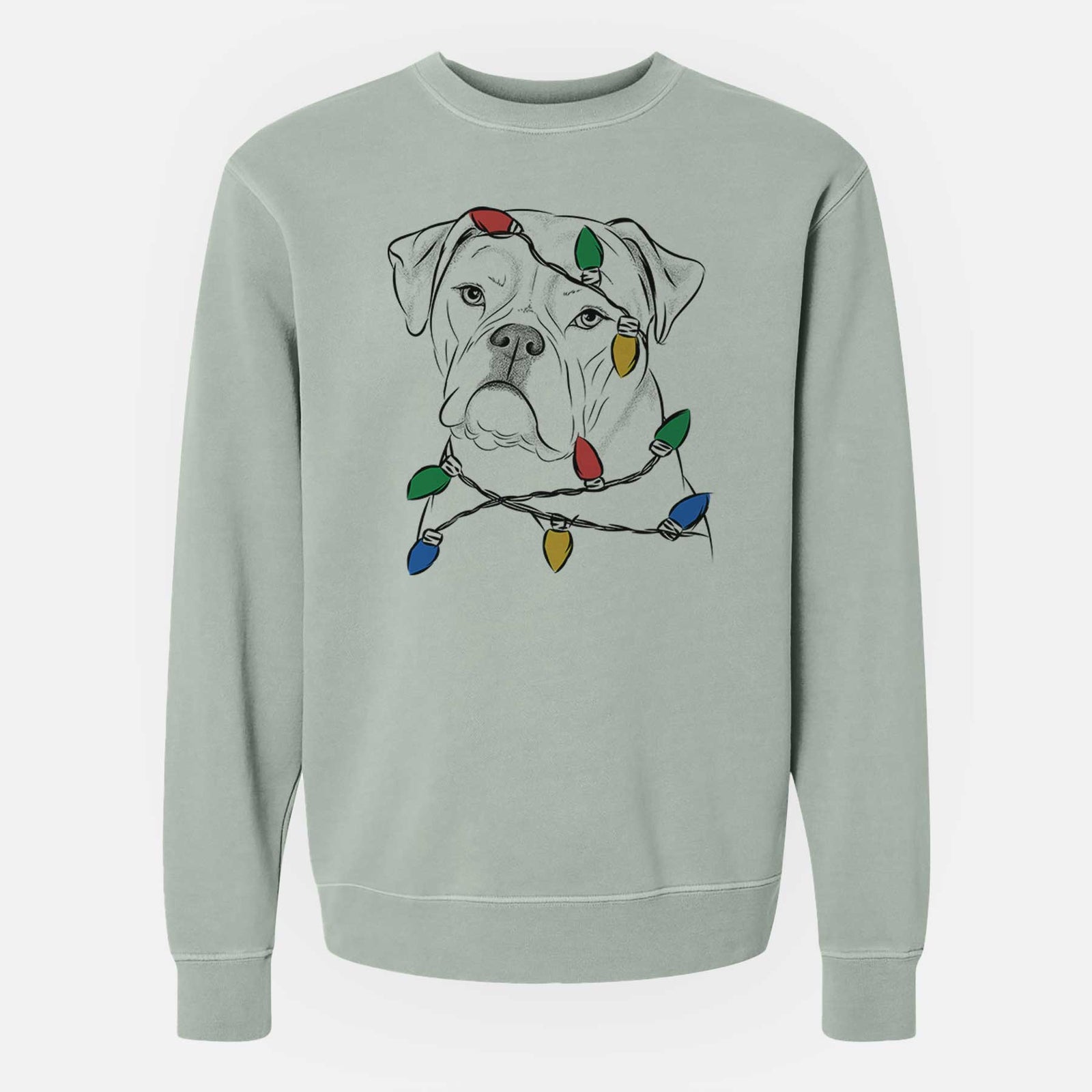 Christmas Lights Babe the AmericanBulldog - Unisex Pigment Dyed Crew Sweatshirt