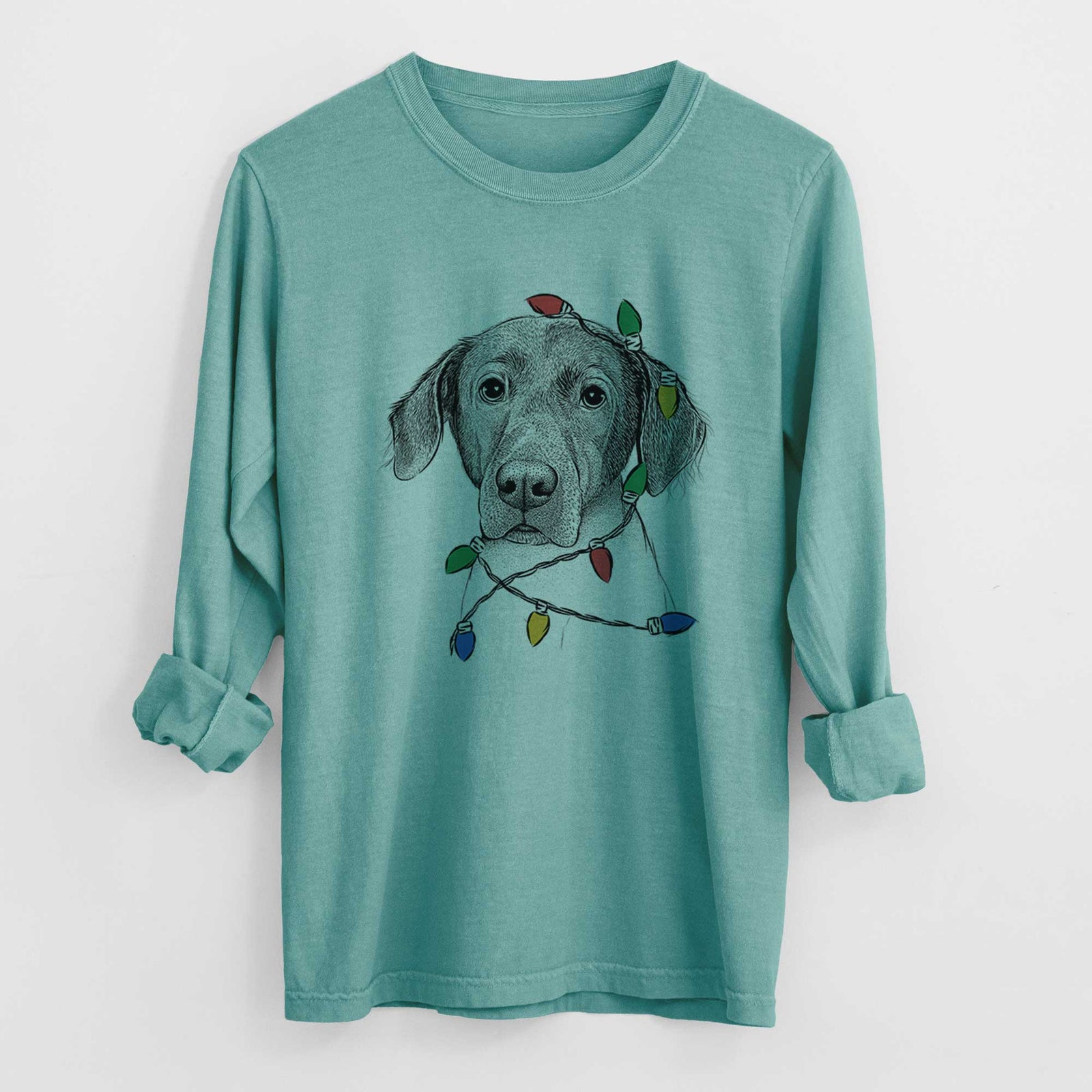 Christmas Lights Baldwin the Mixed Breed - Heavyweight 100% Cotton Long Sleeve
