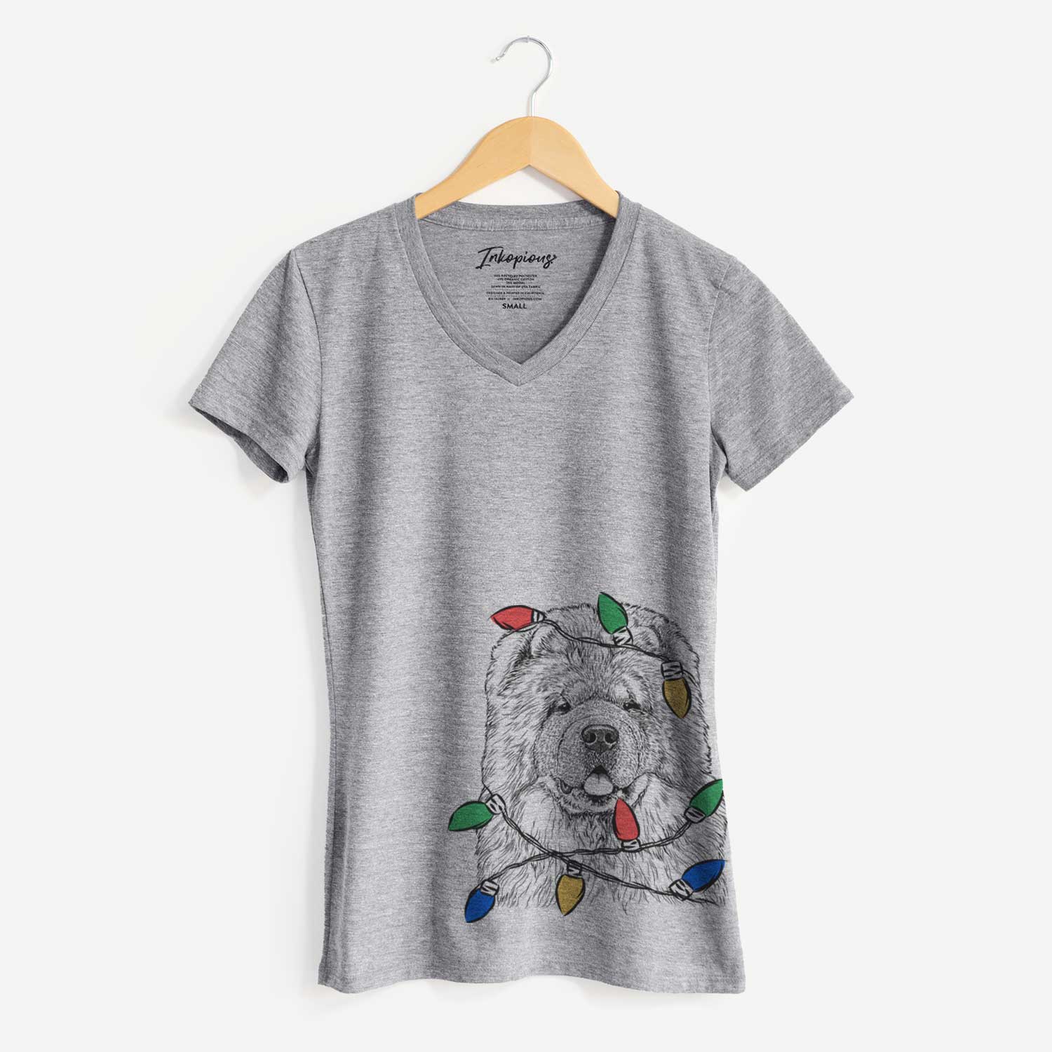 Christmas Lights Baloo the Chow Chow - Women's V-neck Shirt