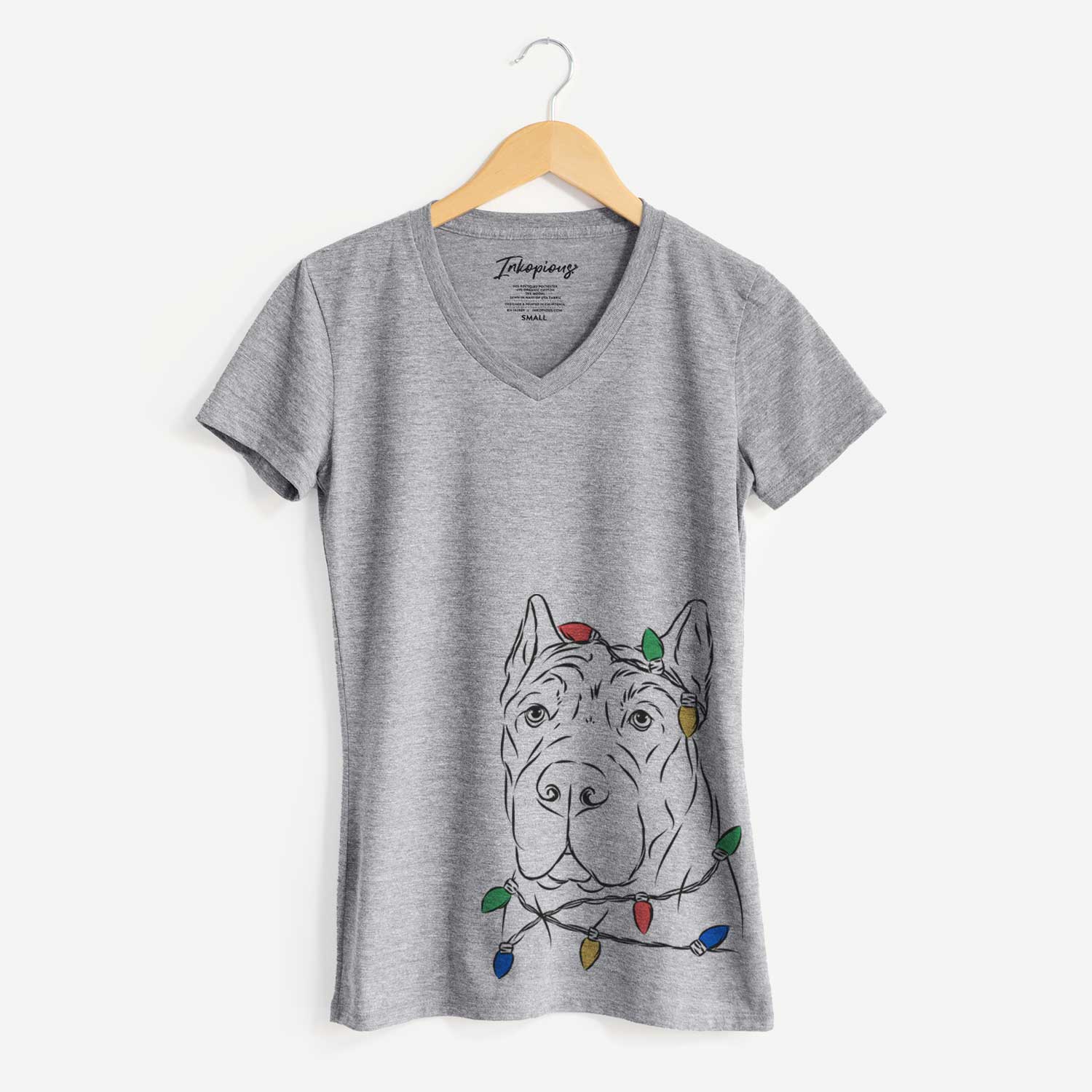 Christmas Lights Bearson the Cane Corso - Women's V-neck Shirt