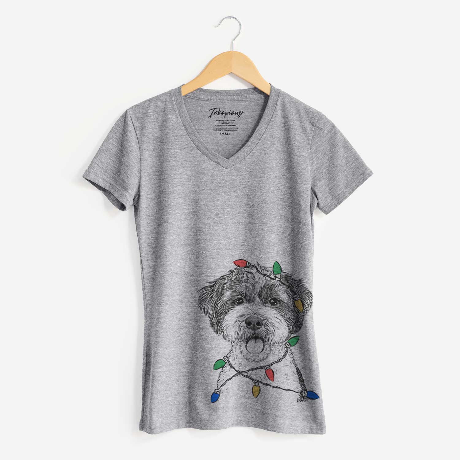 Christmas Lights Bella the Cockapoo - Women's V-neck Shirt