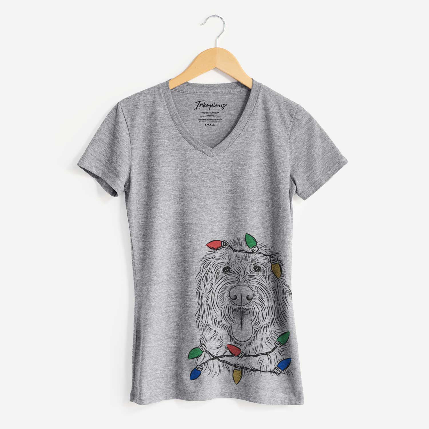Christmas Lights Bennett the Doodle - Women's V-neck Shirt