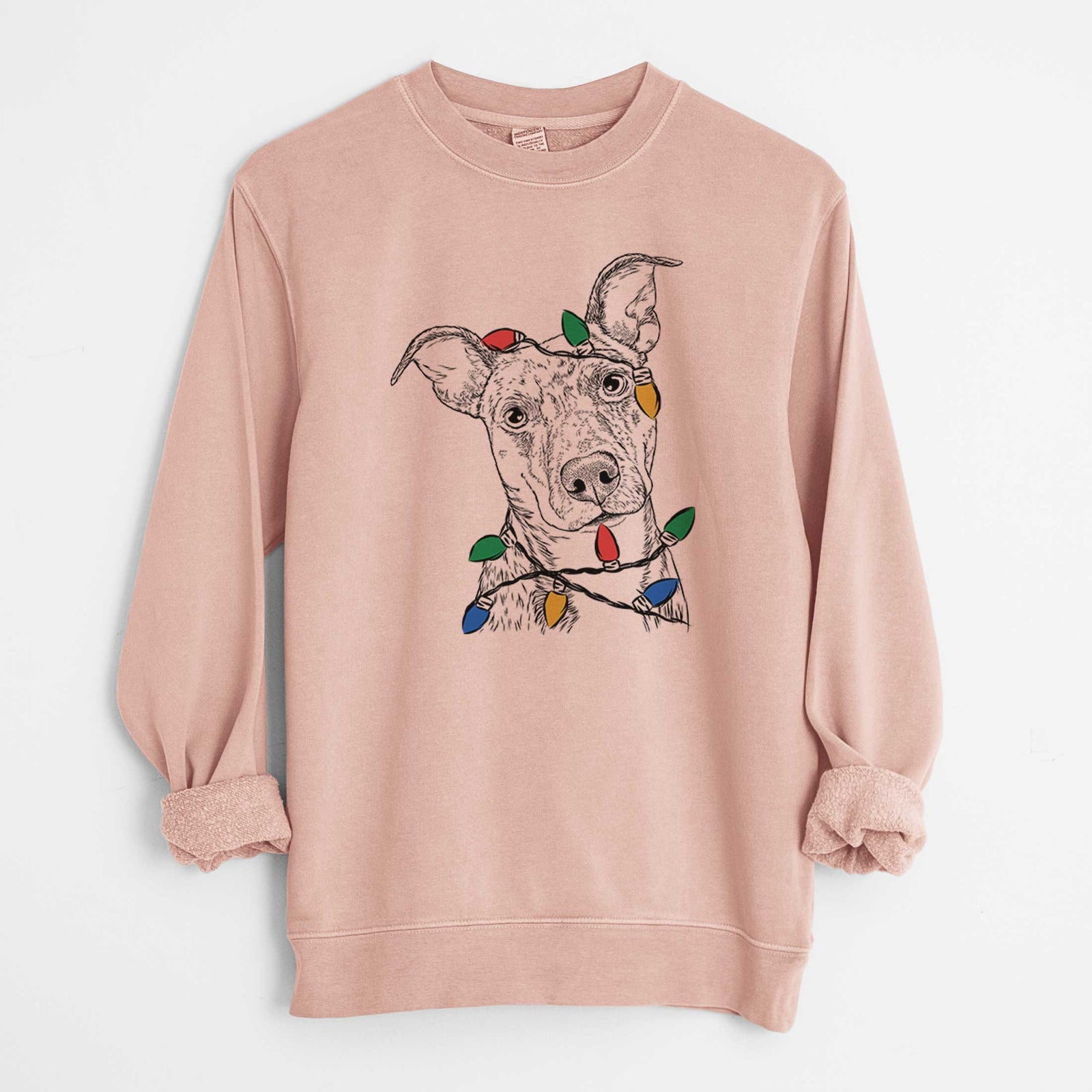 Christmas Lights Bianca the Mixed Breed - Unisex Pigment Dyed Crew Sweatshirt