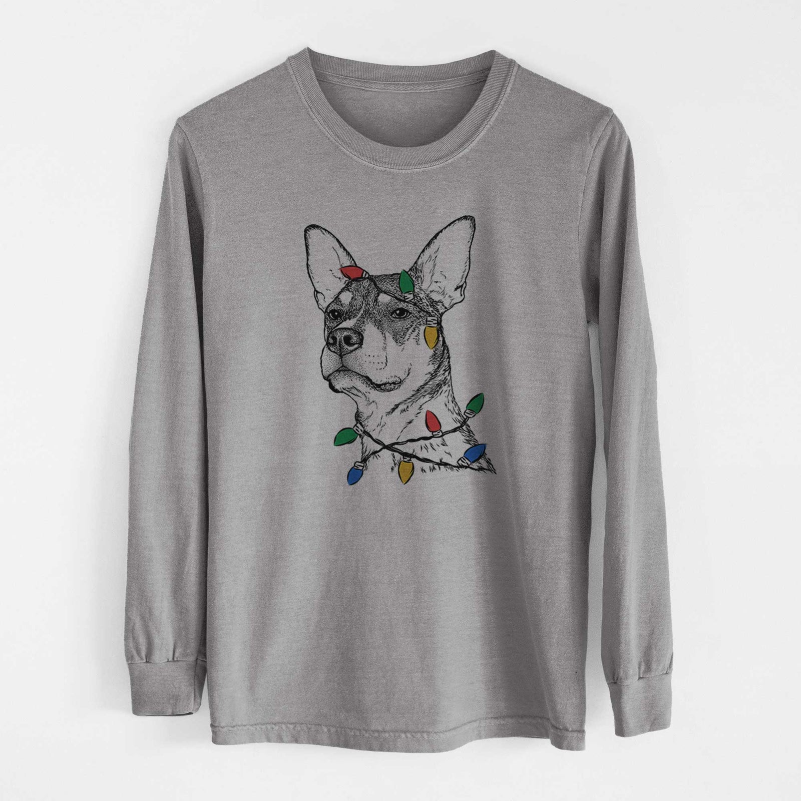 Christmas Lights Bill the Heeler Mix - Heavyweight 100% Cotton Long Sleeve