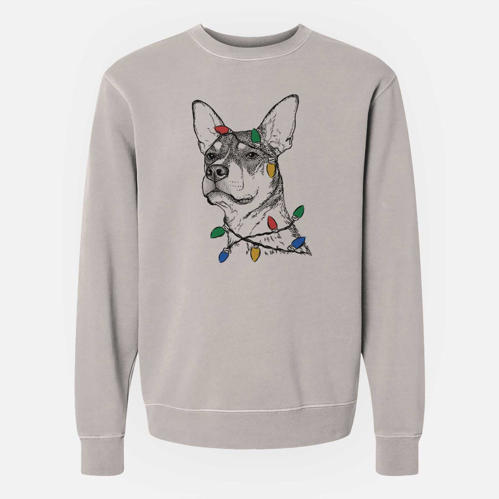 Christmas Lights Bill the Heeler Mix - Unisex Pigment Dyed Crew Sweatshirt