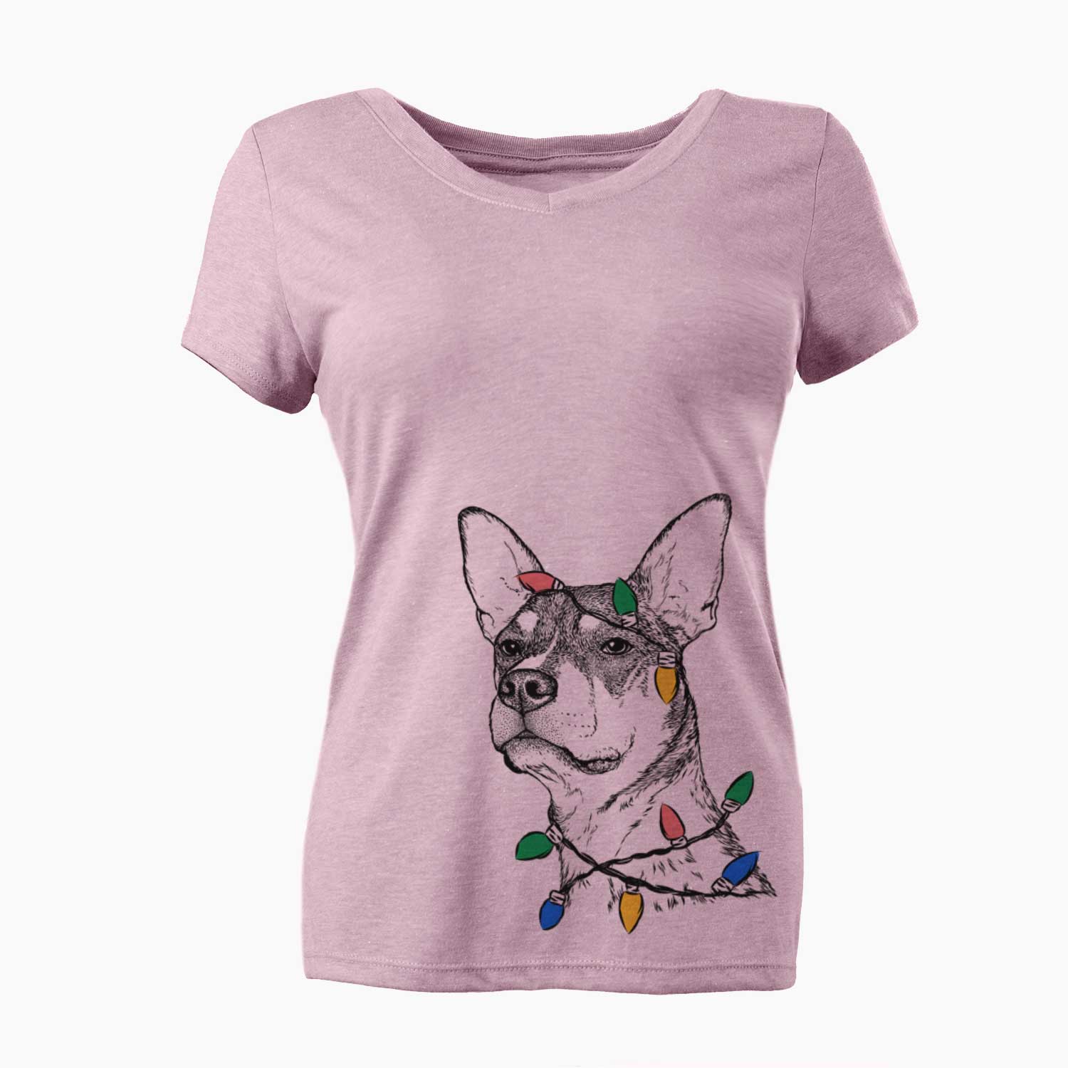 Christmas Lights Bill the Heeler Mix - Women's V-neck Shirt