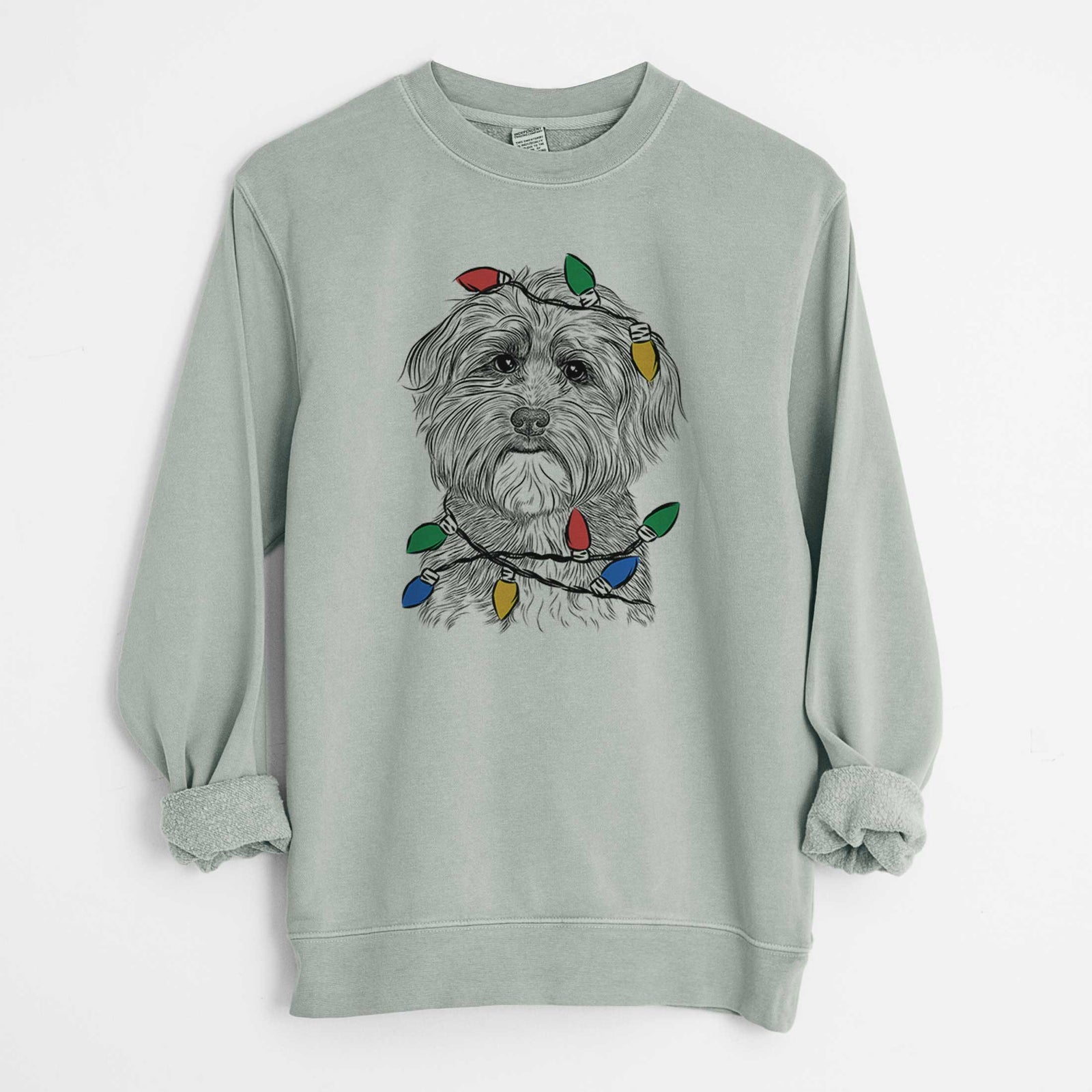 Christmas Lights Bingo the Mixed Breed - Unisex Pigment Dyed Crew Sweatshirt