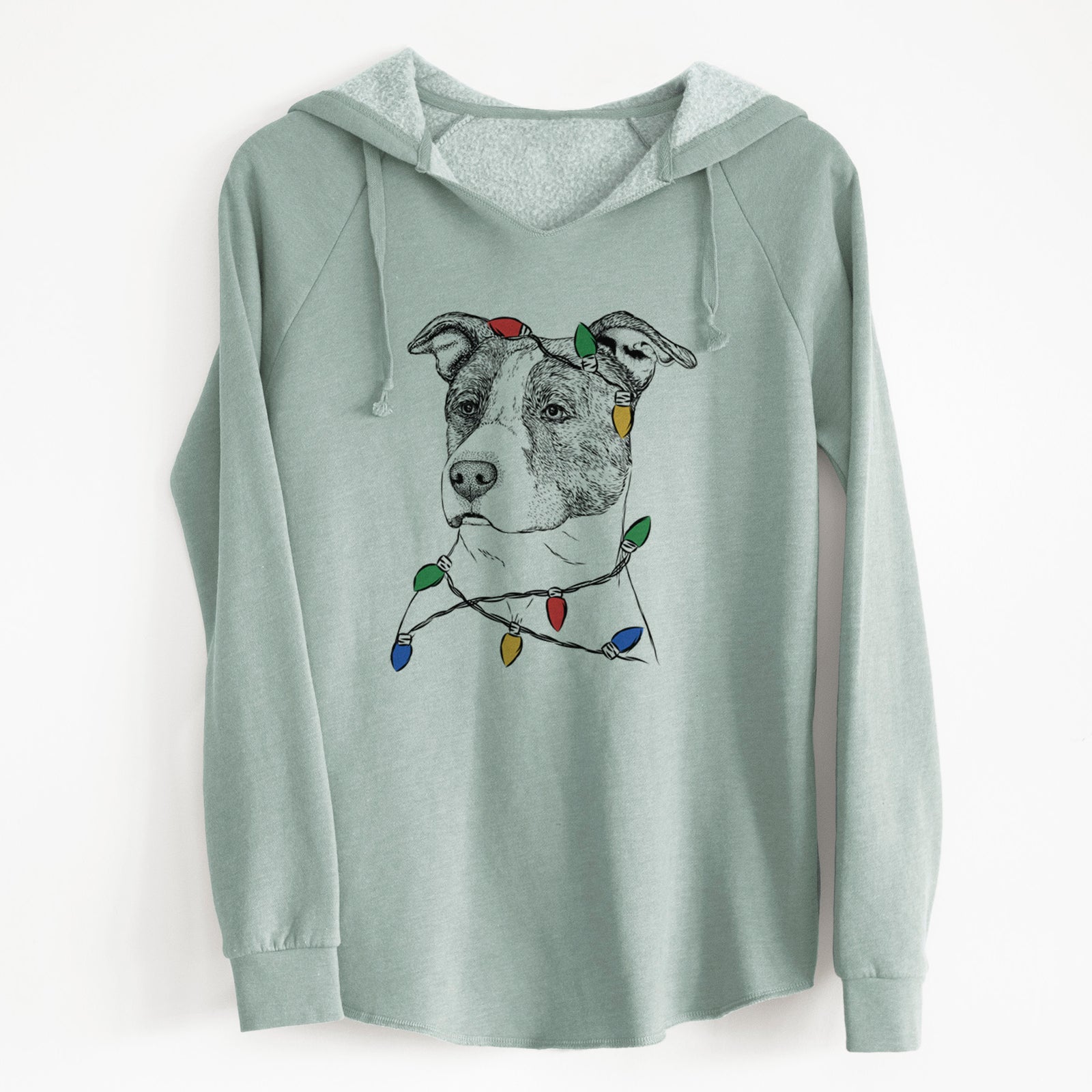 Christmas Lights Blu the Pitbull - Cali Wave Hooded Sweatshirt
