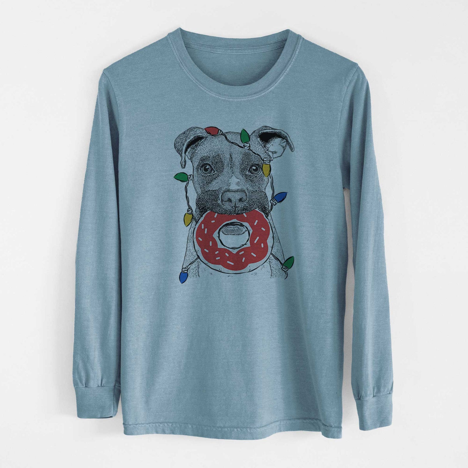 Christmas Lights Bo the Boxer - Heavyweight 100% Cotton Long Sleeve
