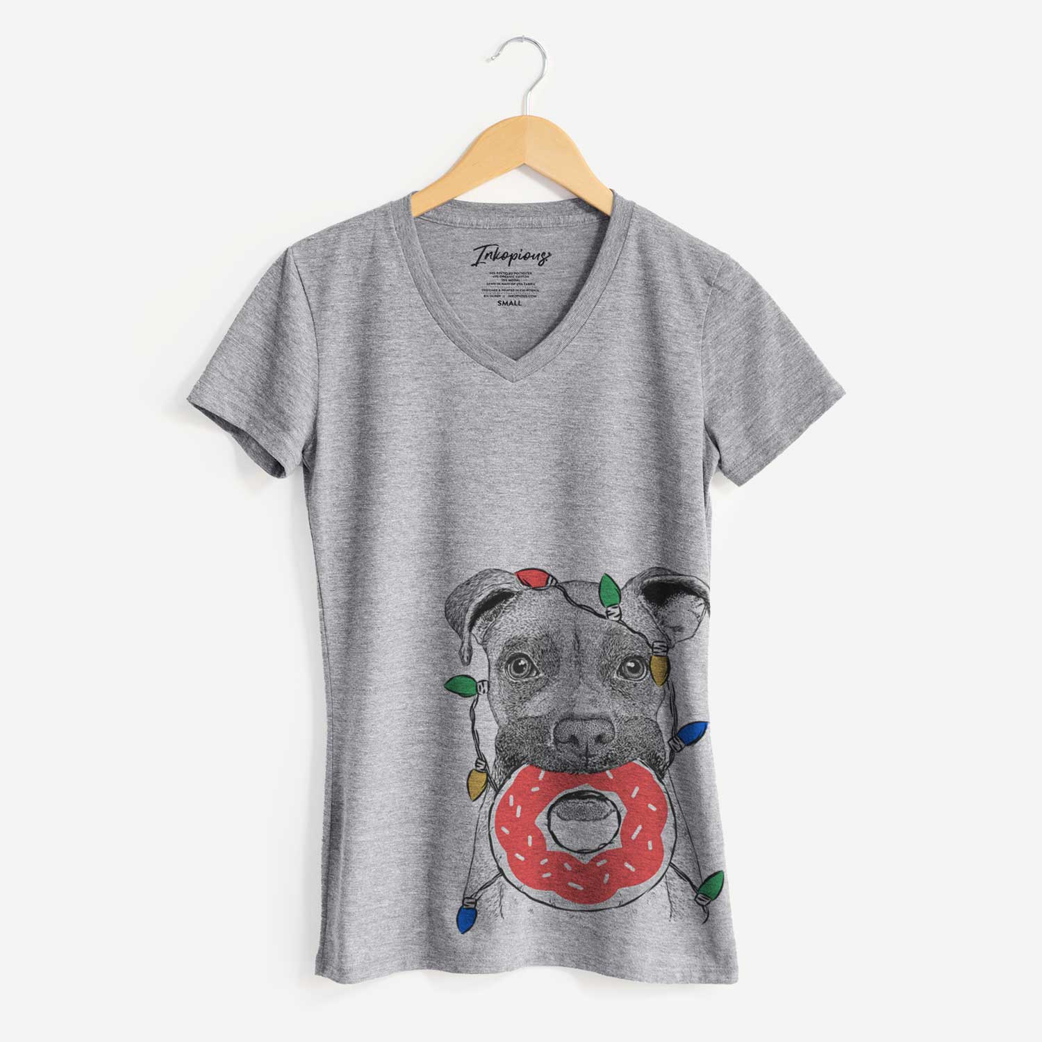 Christmas Lights Bo the Boxer - Women's V-neck Shirt