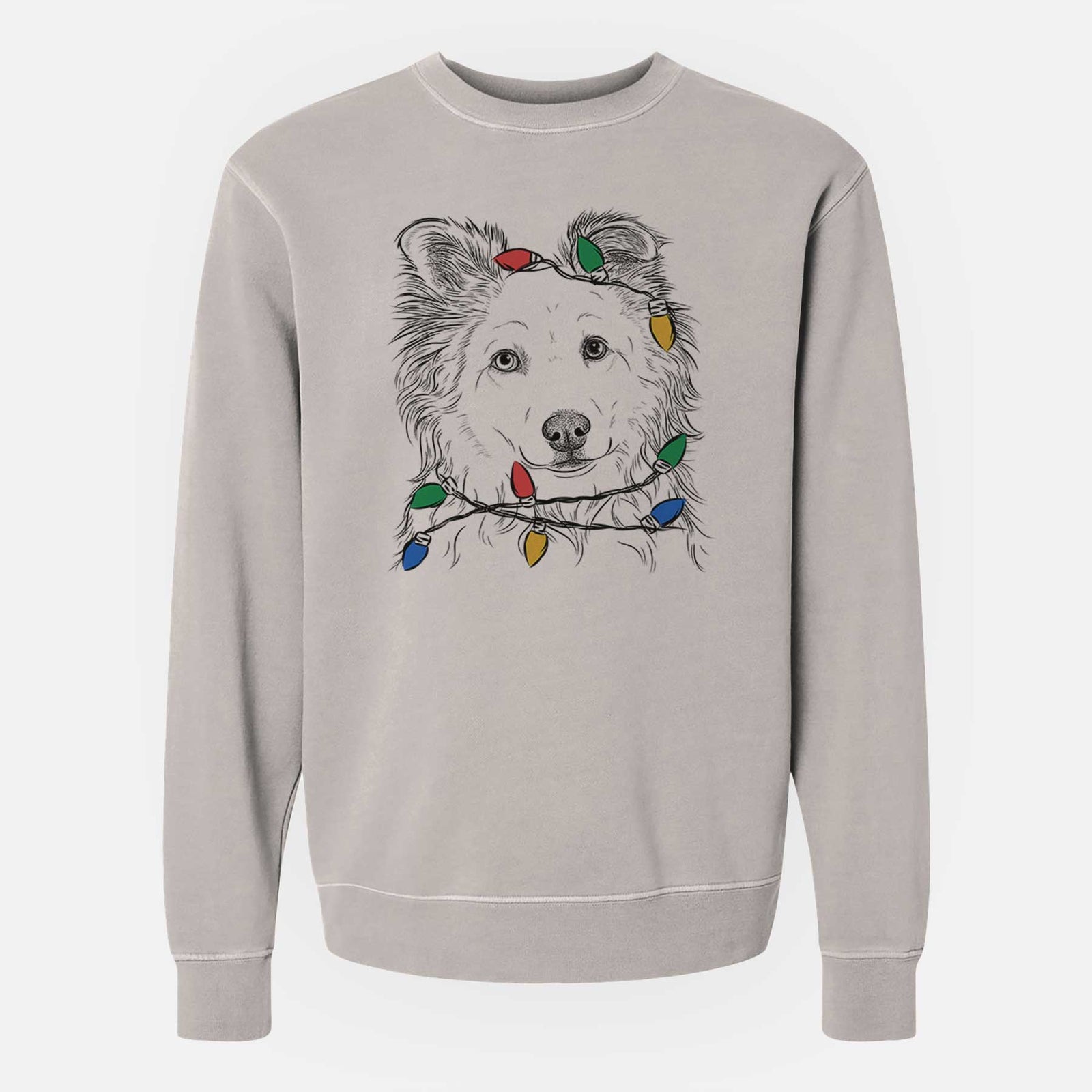 Christmas Lights Bonsai the Mixed Breed - Unisex Pigment Dyed Crew Sweatshirt