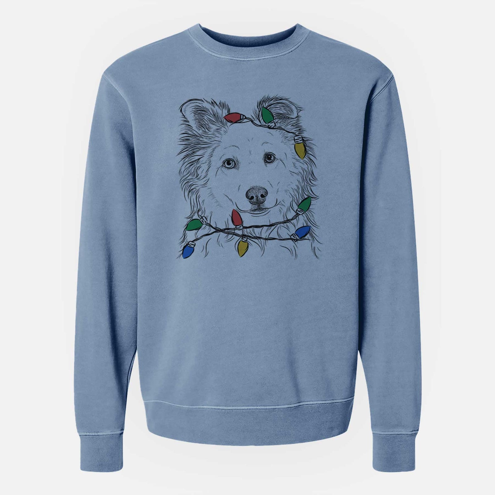 Christmas Lights Bonsai the Mixed Breed - Unisex Pigment Dyed Crew Sweatshirt