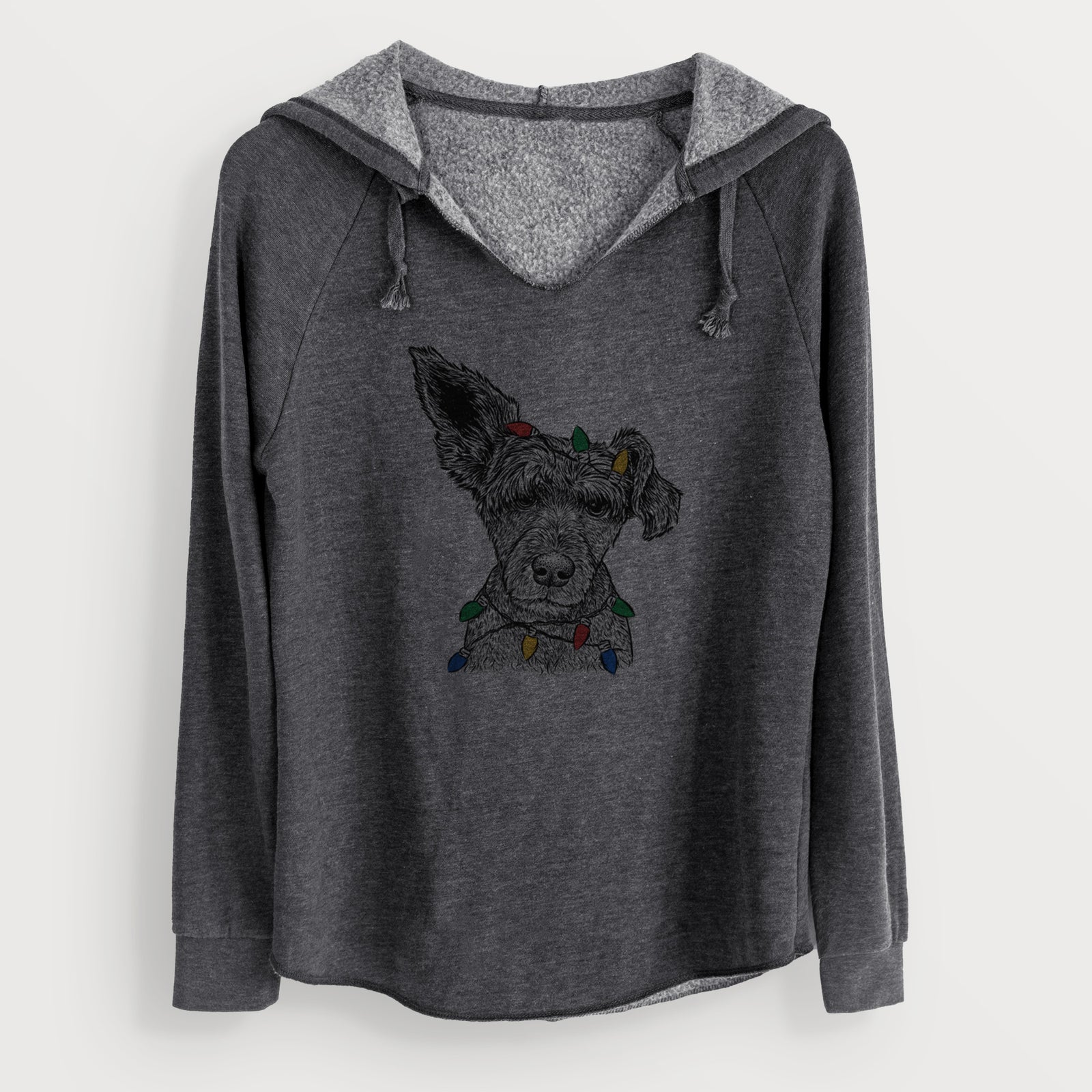 Christmas Lights Boodles the Schnauzer Mix - Cali Wave Hooded Sweatshirt