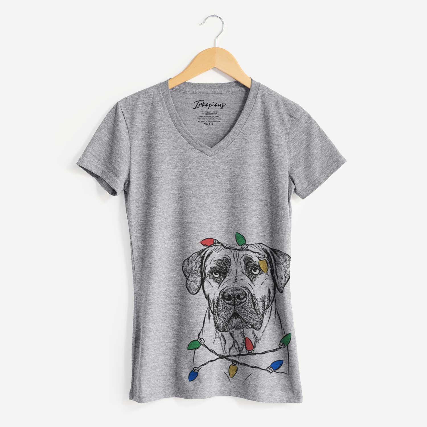 Christmas Lights Boris the Boerboel - Women's V-neck Shirt