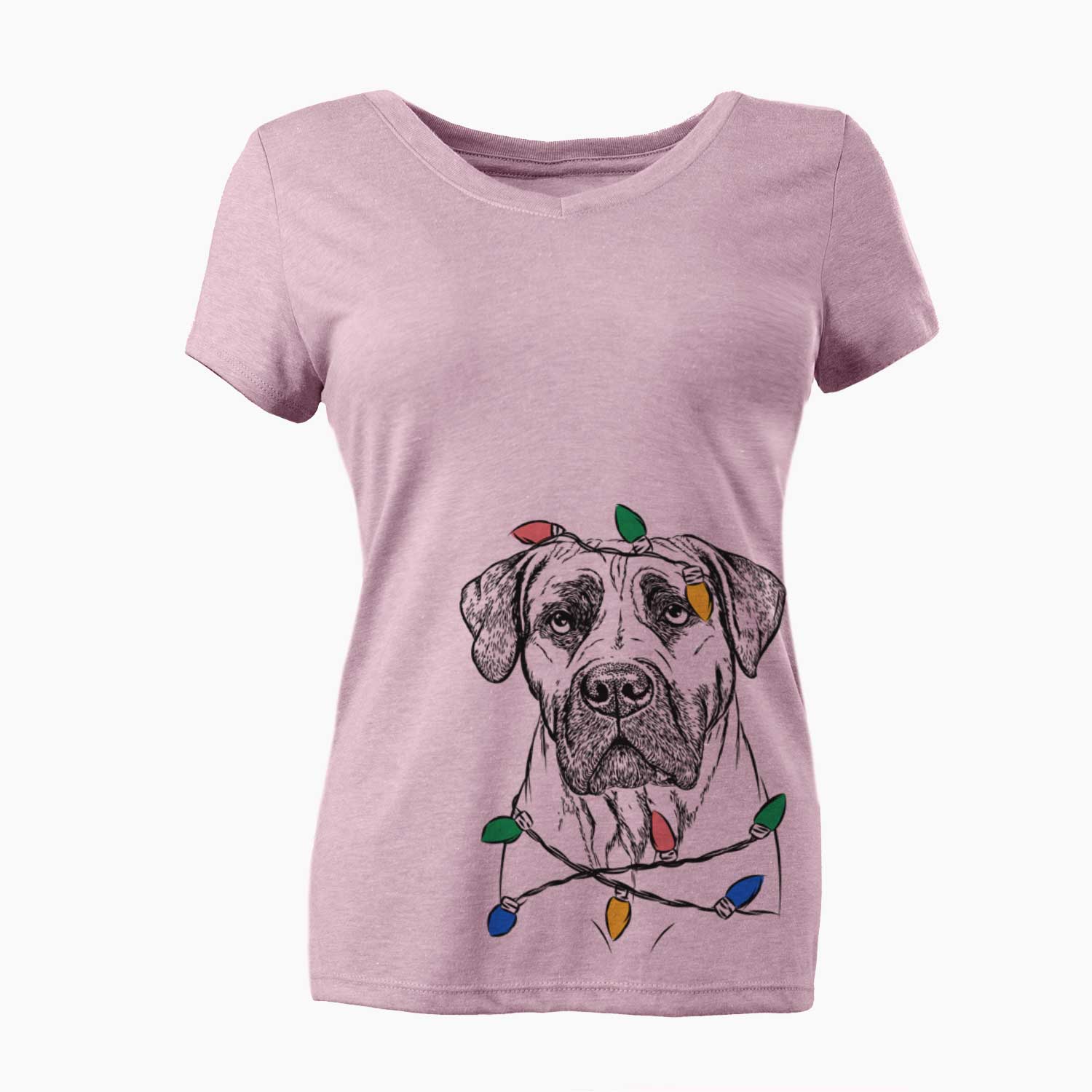 Christmas Lights Boris the Boerboel - Women's V-neck Shirt