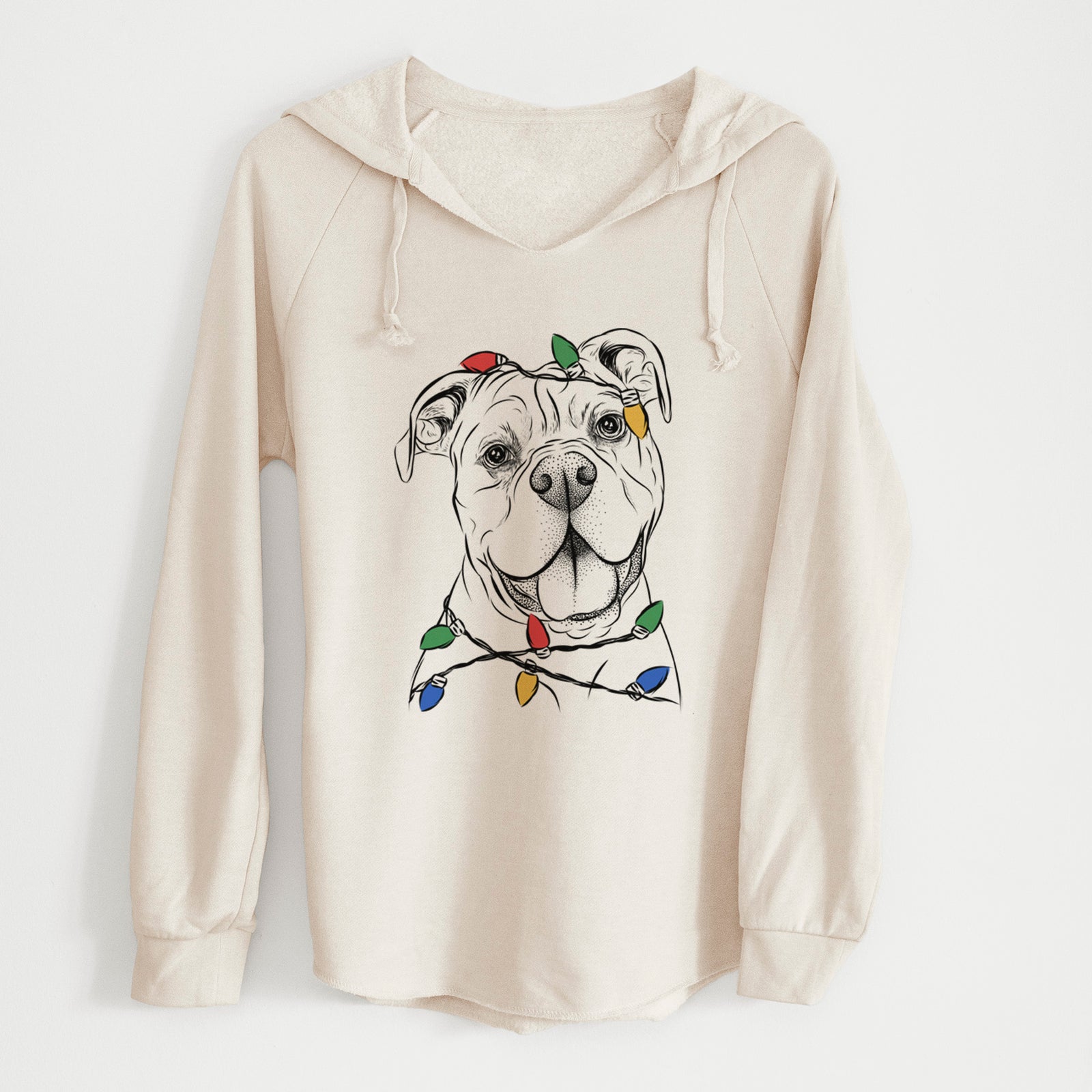 Christmas Lights Bravo the Bulldog Mix - Cali Wave Hooded Sweatshirt