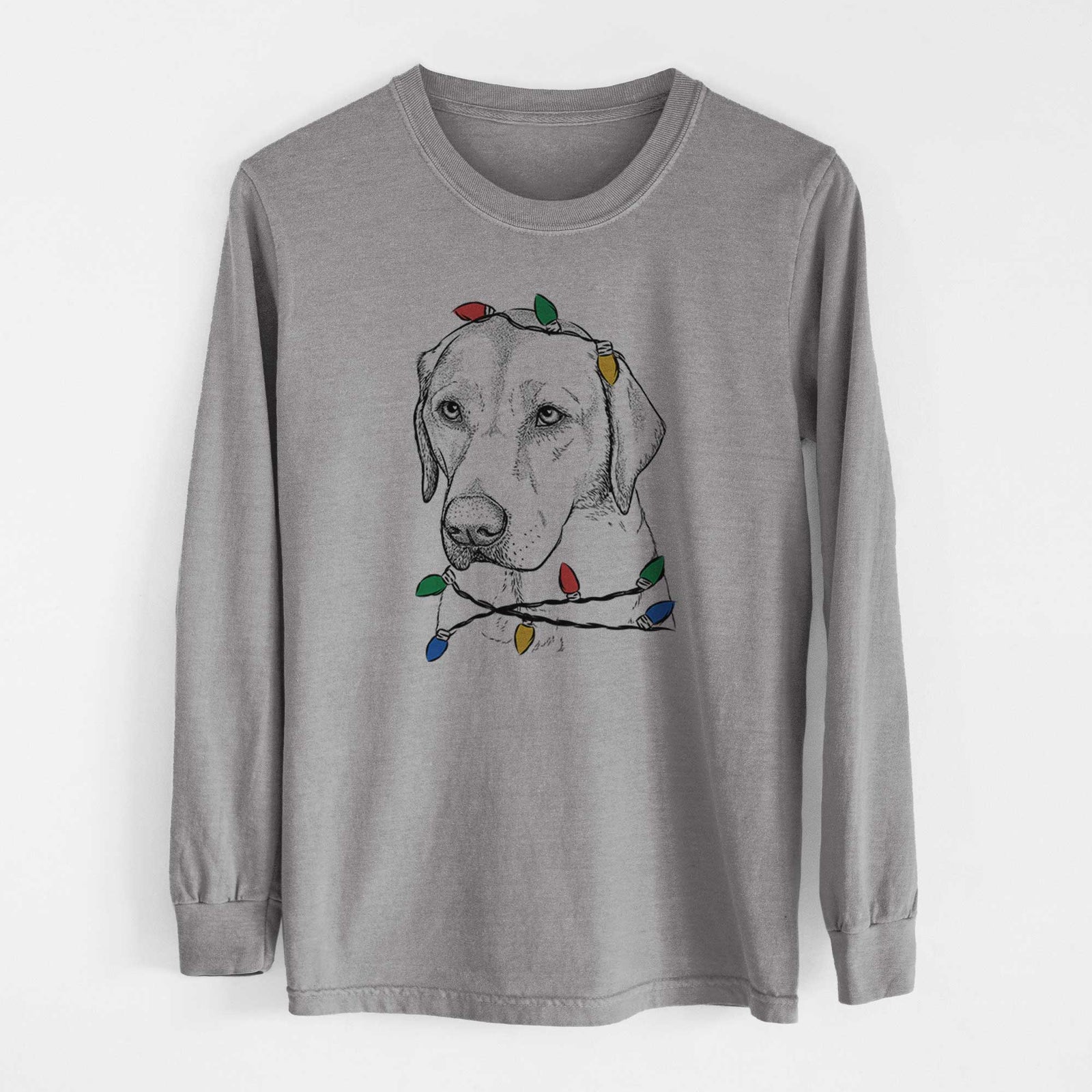 Christmas Lights Braxton the Yellow Lab - Heavyweight 100% Cotton Long Sleeve
