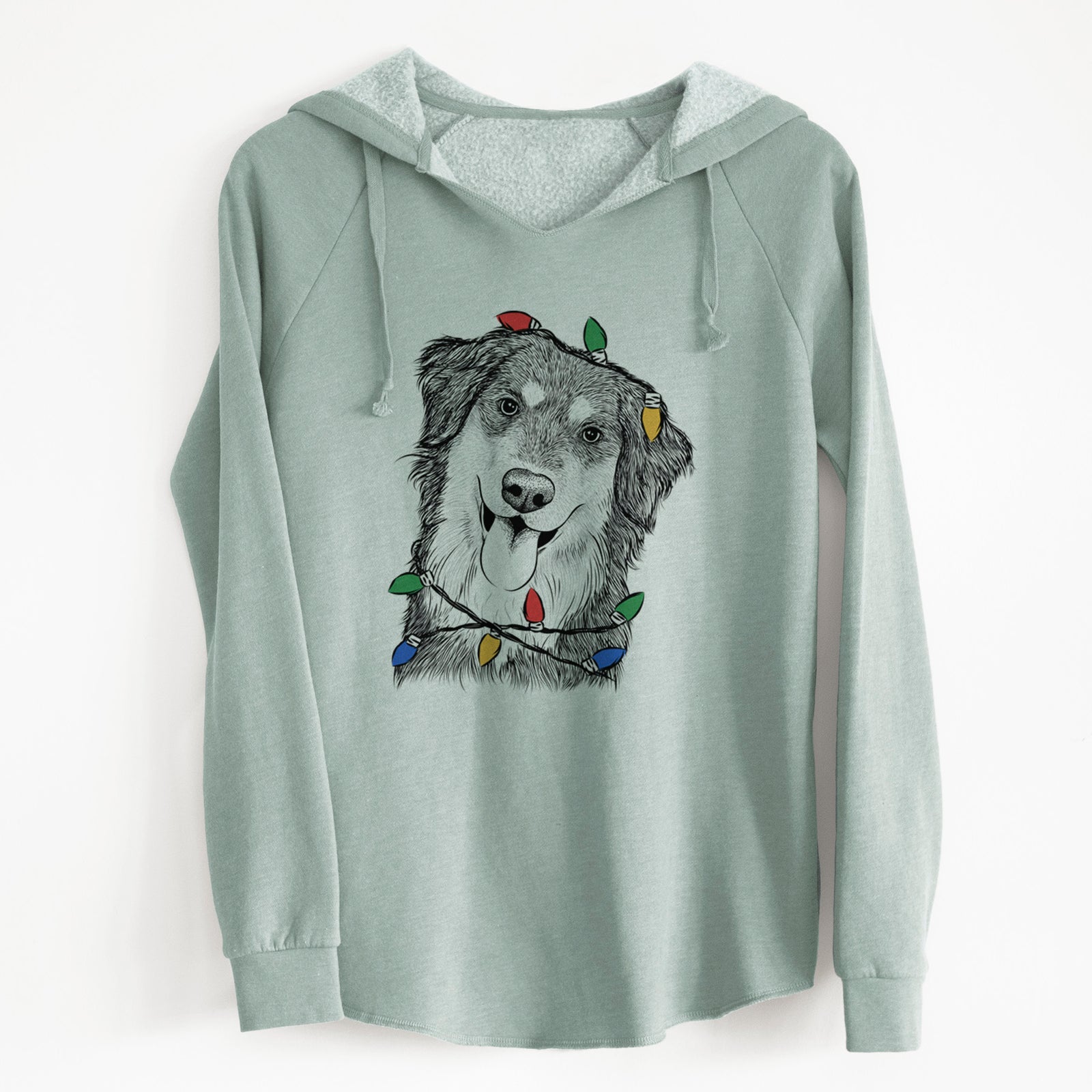 Christmas Lights Brodie the Golden Aussie - Cali Wave Hooded Sweatshirt