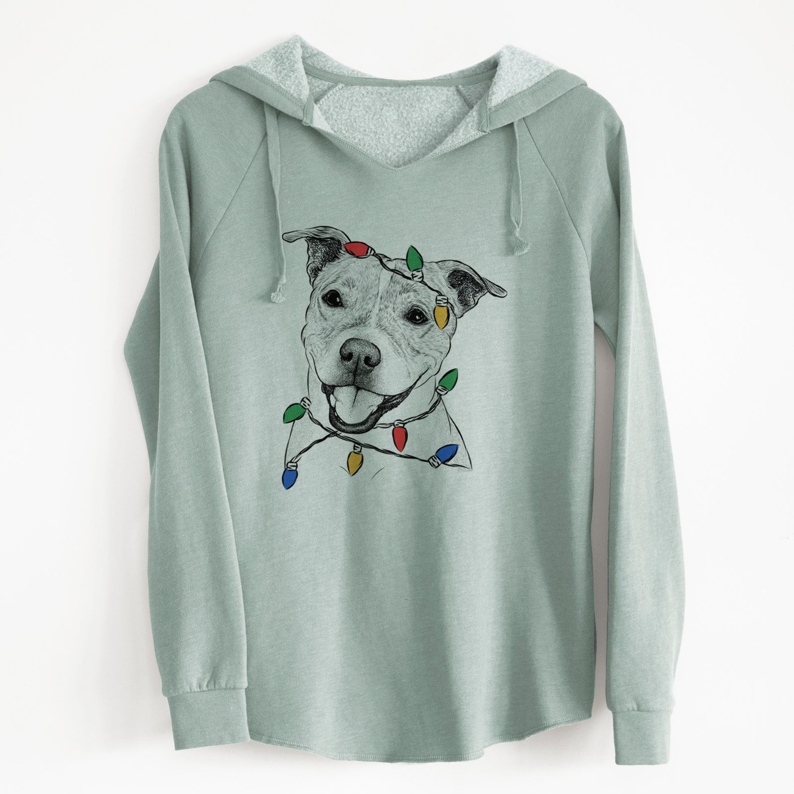 Christmas Lights BrookLyn the Staffordshire Bull Terrier - Cali Wave Hooded Sweatshirt