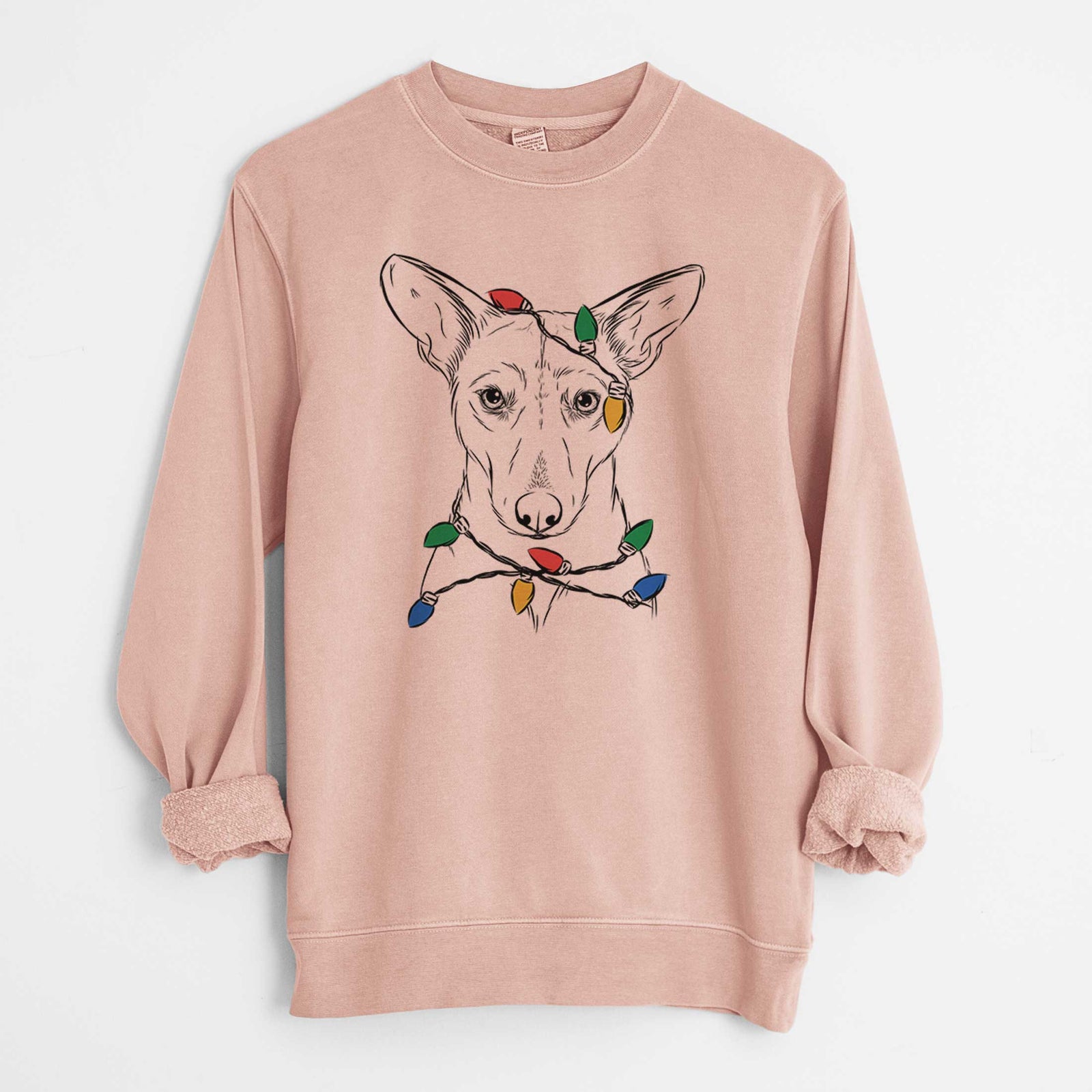 Christmas Lights Buff the Dorgi - Unisex Pigment Dyed Crew Sweatshirt