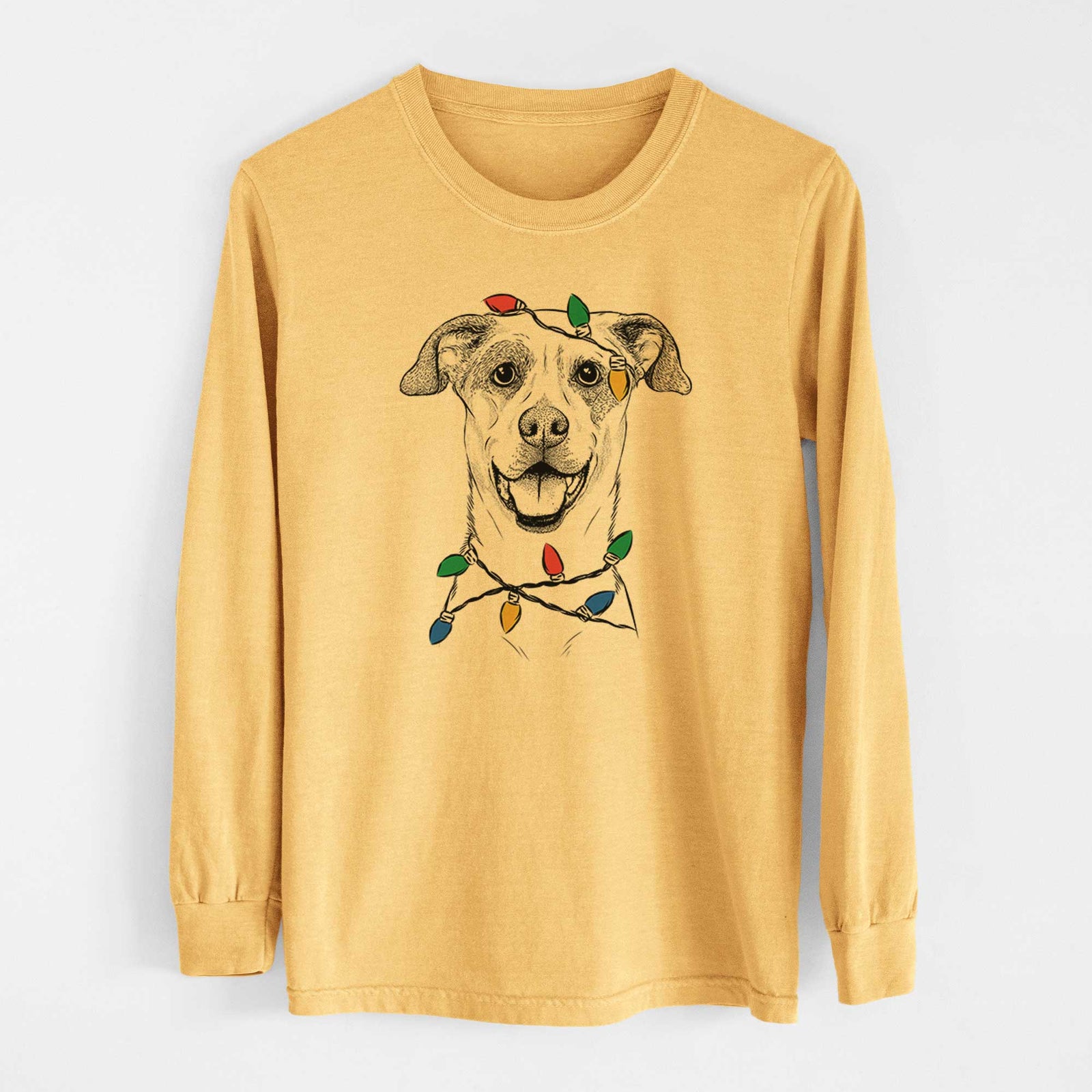 Christmas Lights Buffy the Mixed Breed - Heavyweight 100% Cotton Long Sleeve