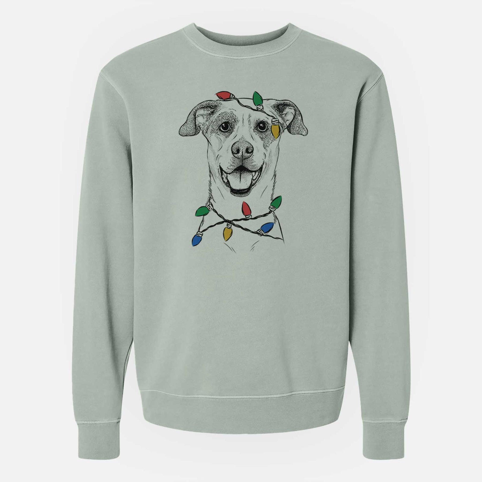 Christmas Lights Buffy the Mixed Breed - Unisex Pigment Dyed Crew Sweatshirt