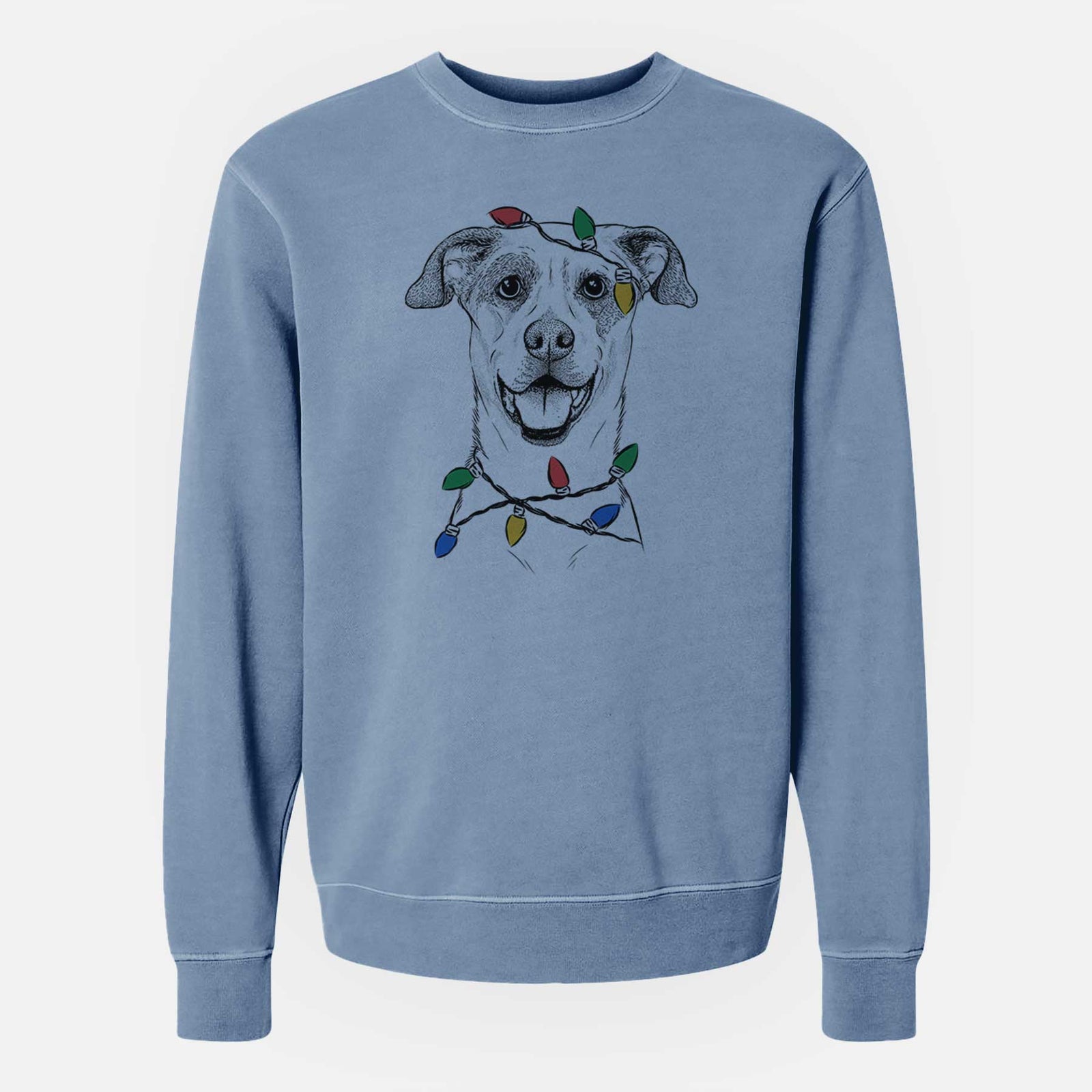 Christmas Lights Buffy the Mixed Breed - Unisex Pigment Dyed Crew Sweatshirt