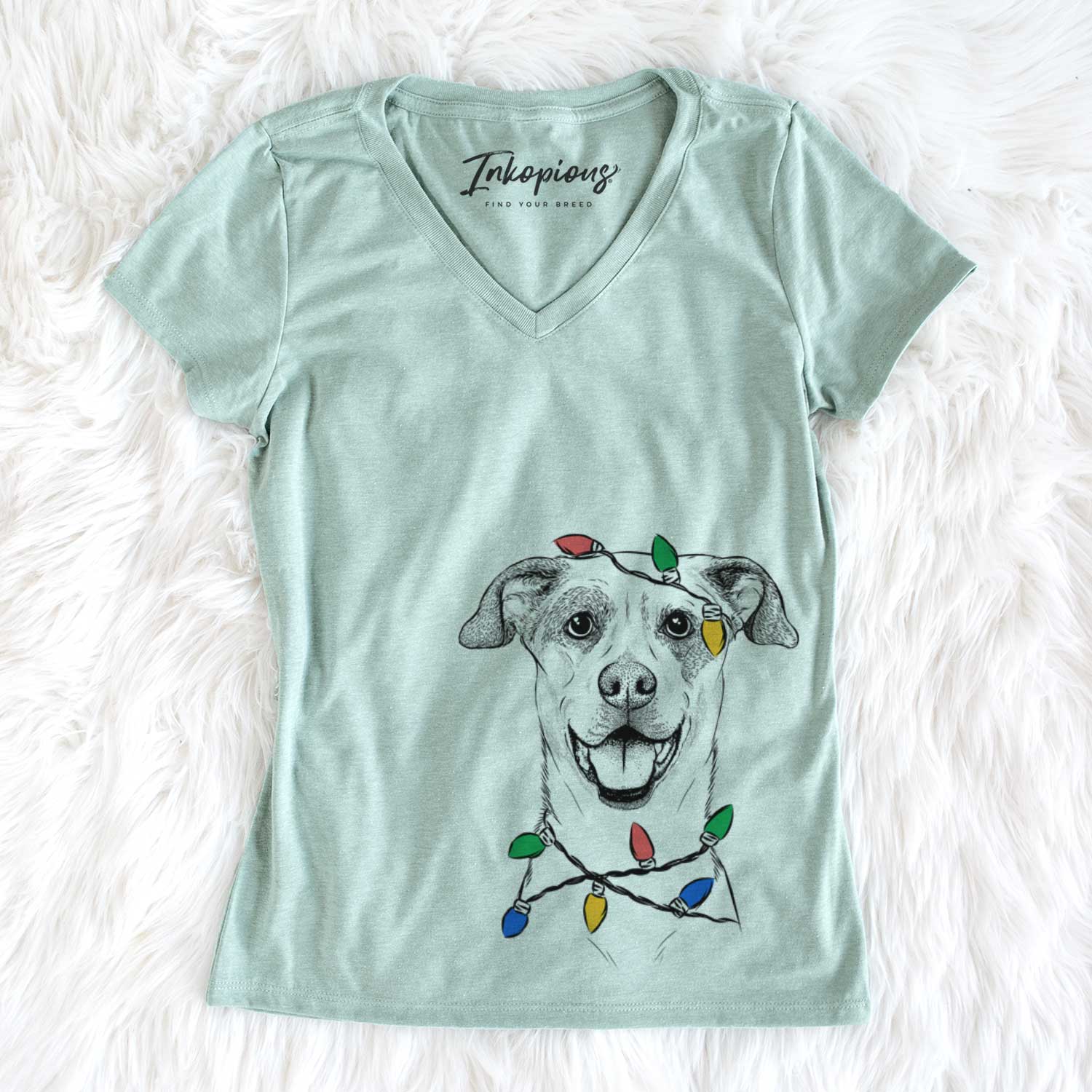 Christmas Lights Buffy the Mixed Breed - Women's V-neck Shirt